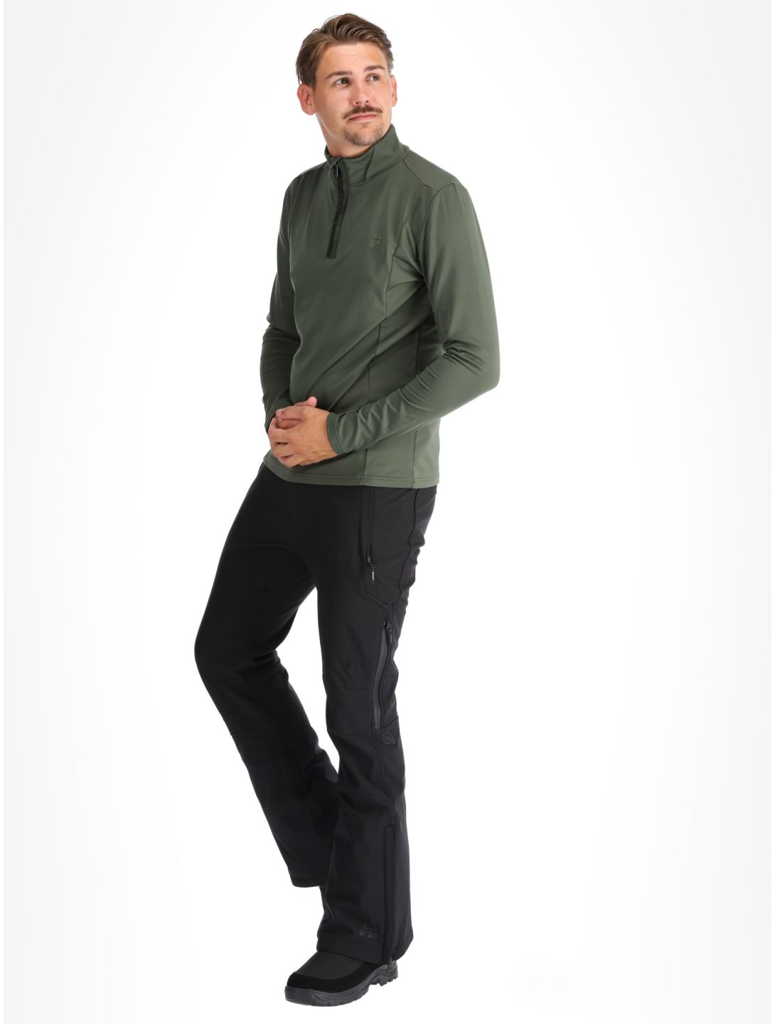 Protest, REWILL 1/4 zip top maglione uomo Thyme verde 