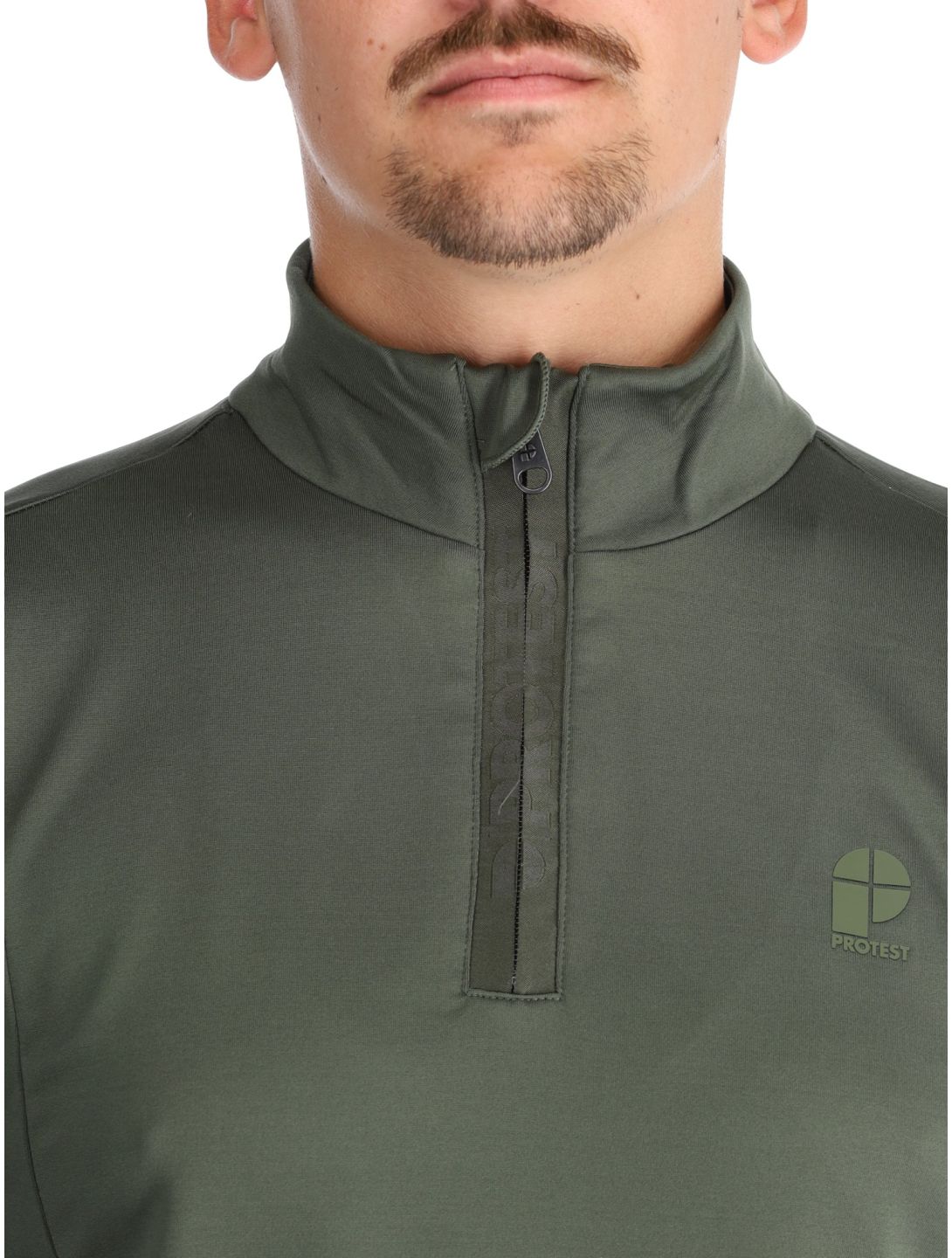 Protest, REWILL 1/4 zip top maglione uomo Thyme verde 