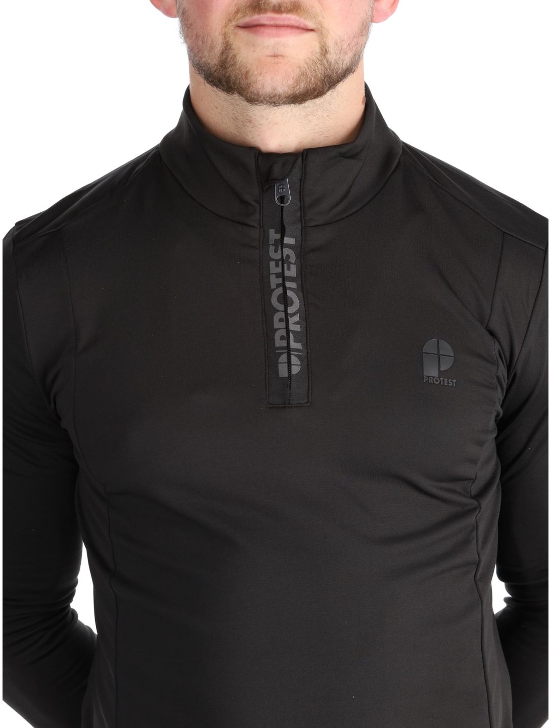 Protest, REWILL 1/4 zip top maglione uomo True Black nero 