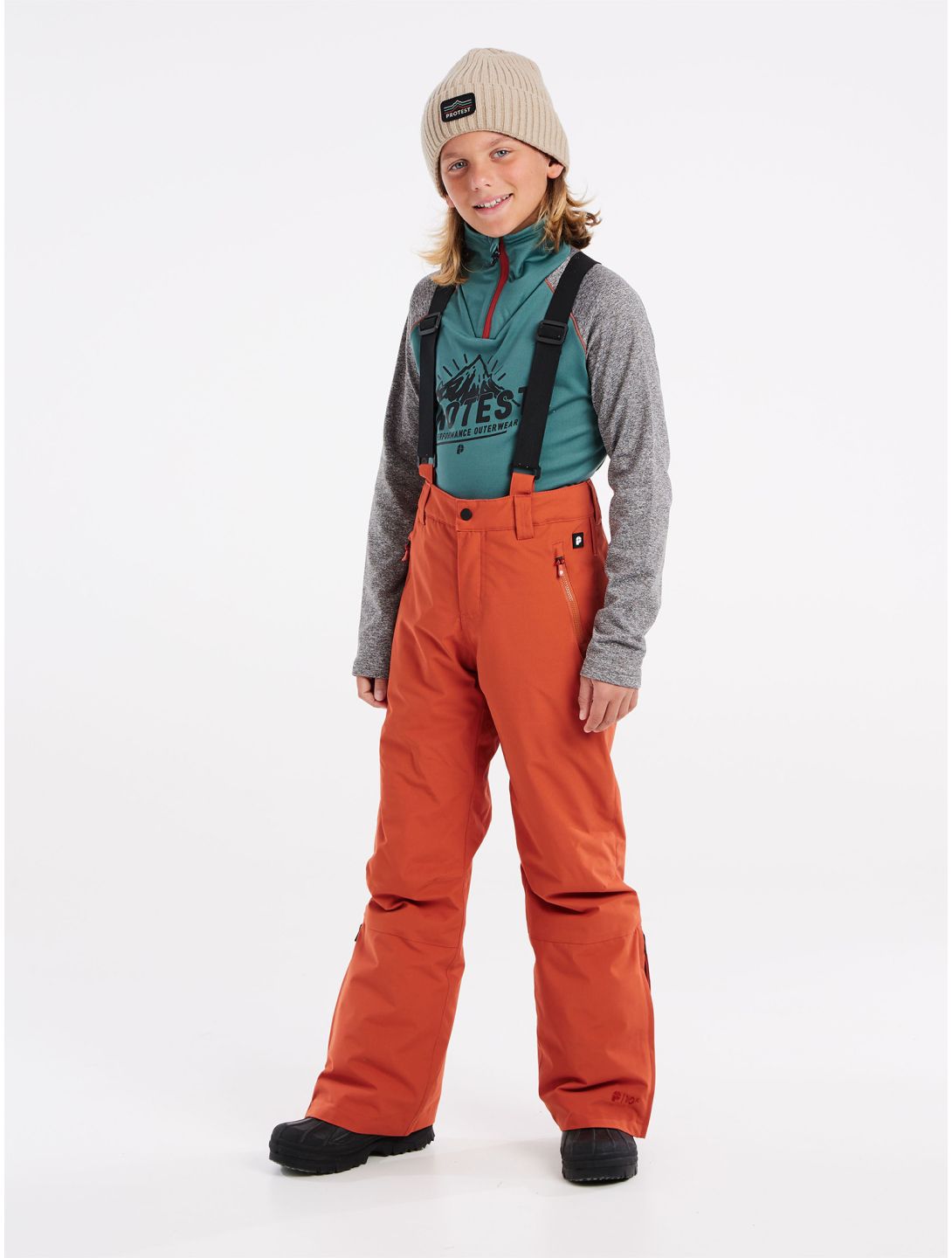 Protest, Spiket Jr pantaloni da sci bambino Brick Orange arancio 