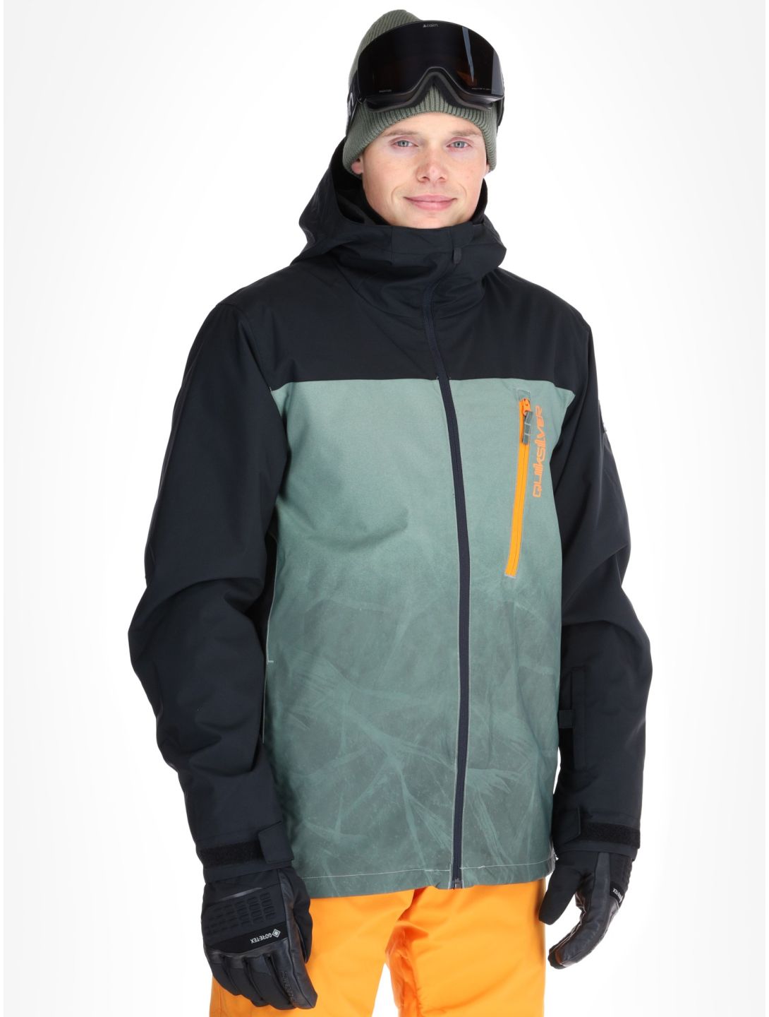 Quiksilver, Morton giacca sci uomo Gradient Iced Sea Spray nero, verde 