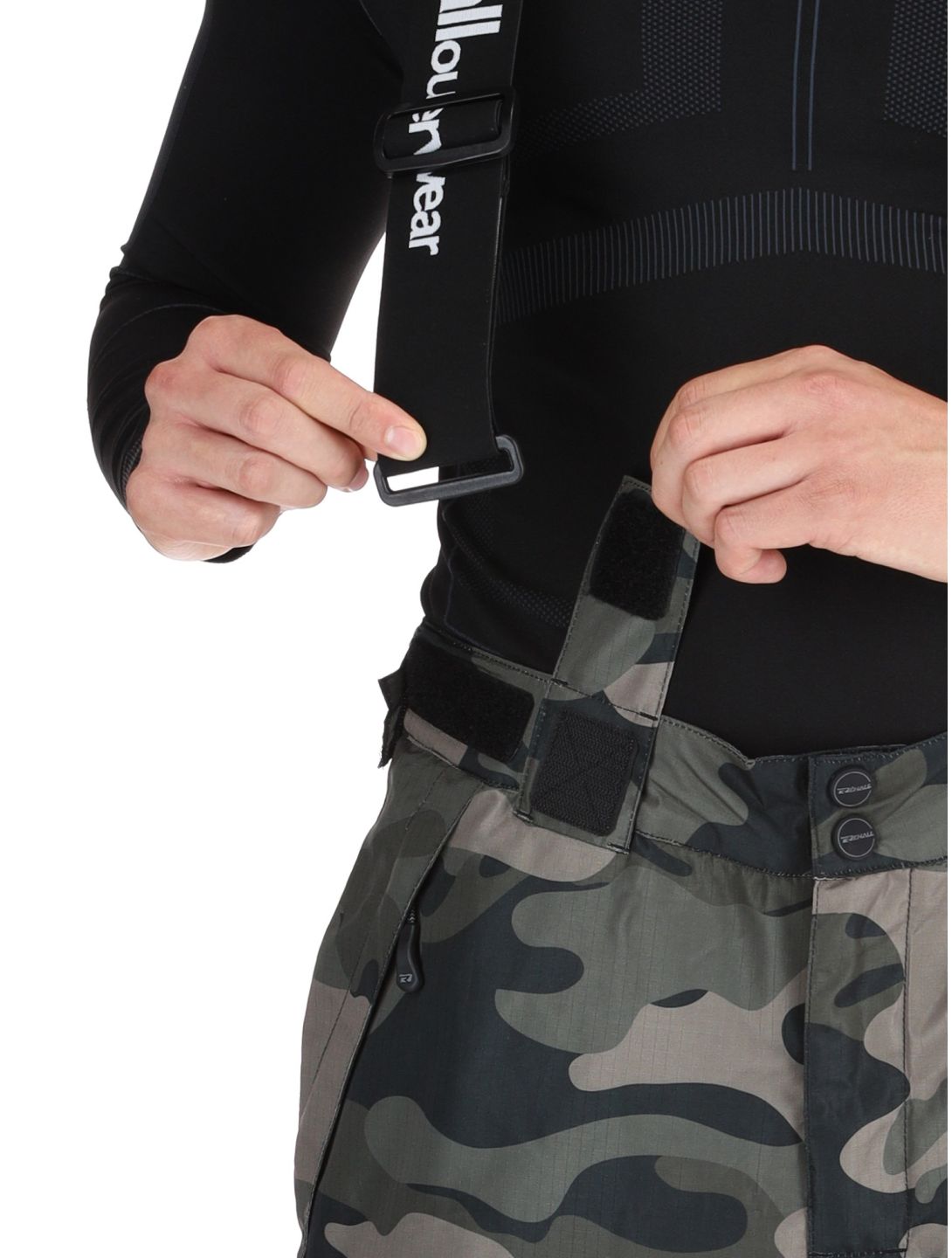 Rehall, Backbone-R pantaloni da sci uomo Camo Black nero, verde 