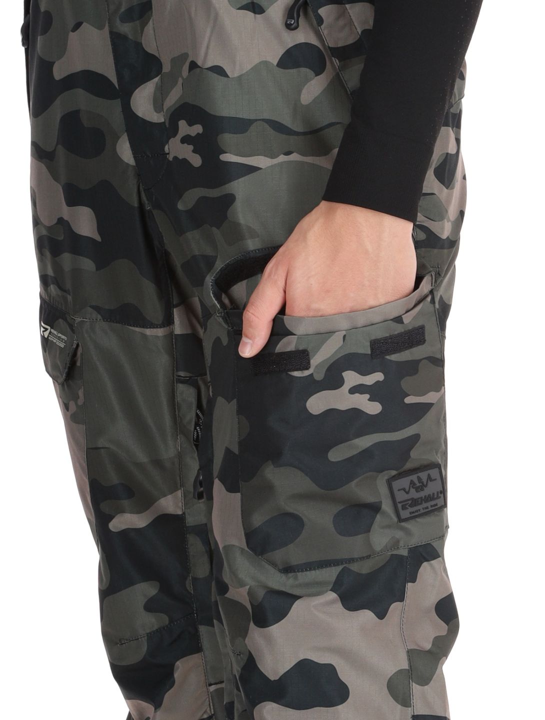 Rehall, Backbone-R pantaloni da sci uomo Camo Black nero, verde 