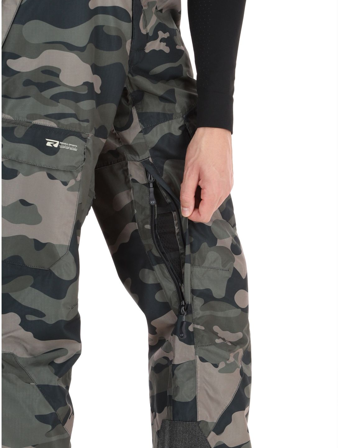 Rehall, Backbone-R pantaloni da sci uomo Camo Black nero, verde 