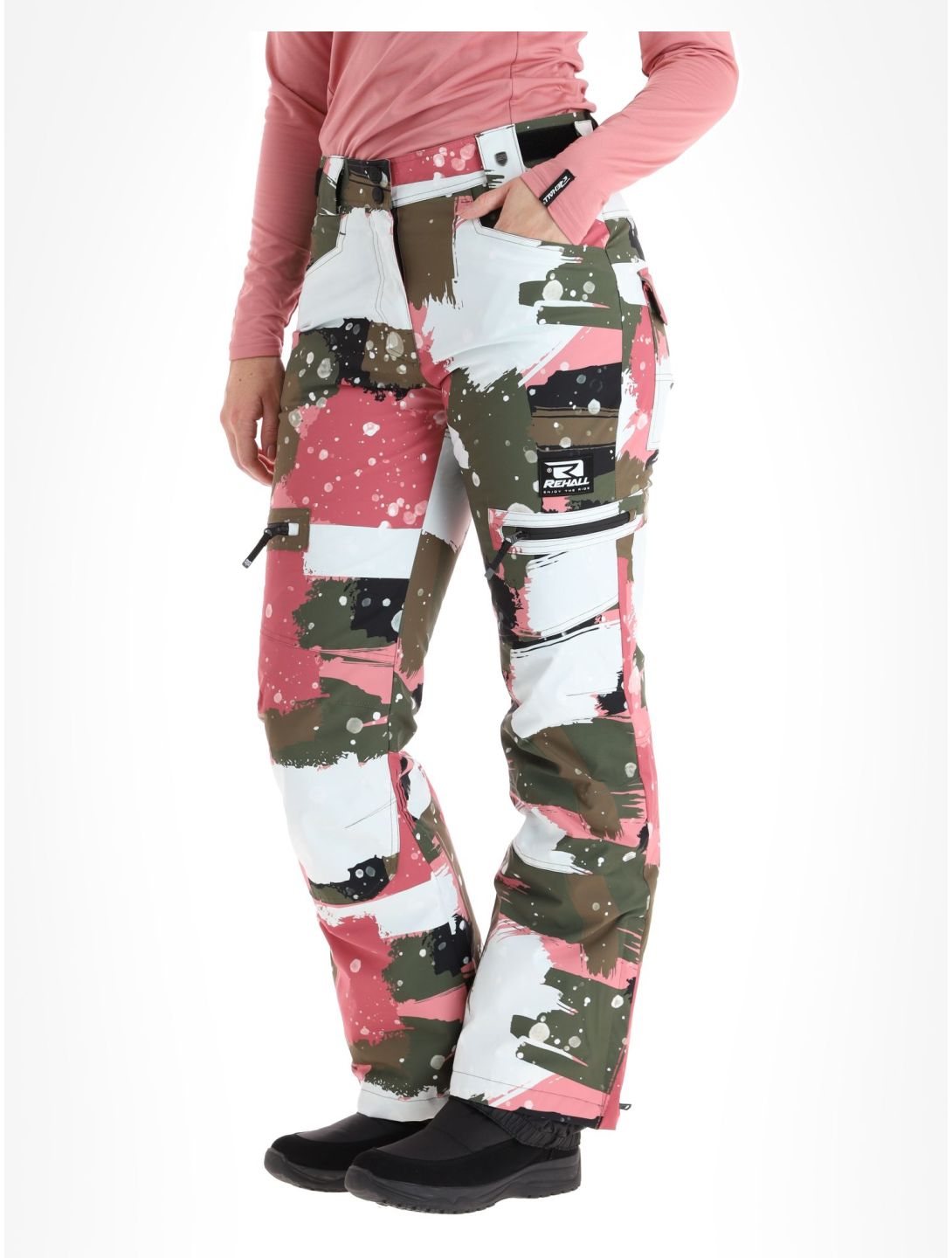 Rehall, Nori-R pantaloni da sci donna Camo Abstract Rose multicolorato, rosa 