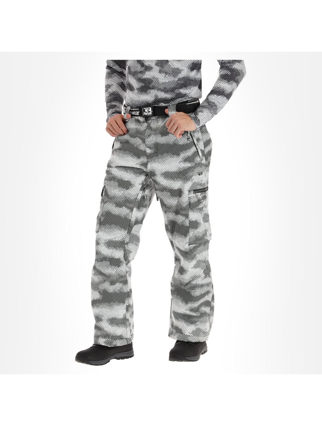 Rehall, Ride-R pantaloni da sci uomo honeycomb camo bianco