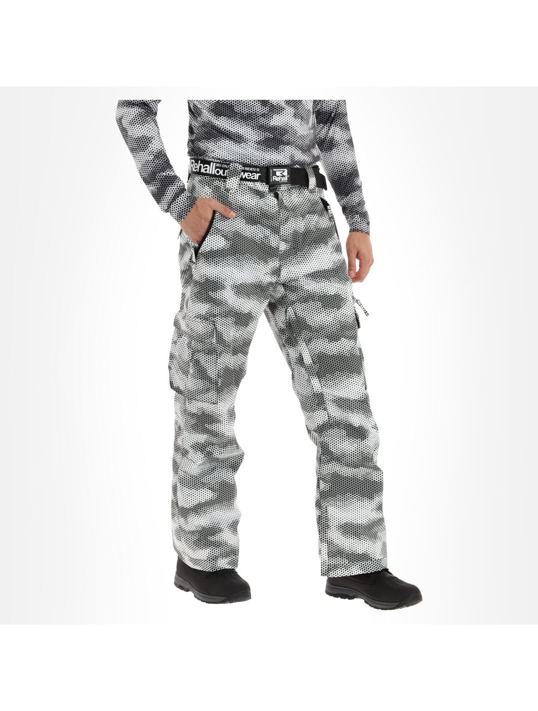 Rehall, Ride-R pantaloni da sci uomo honeycomb camo bianco