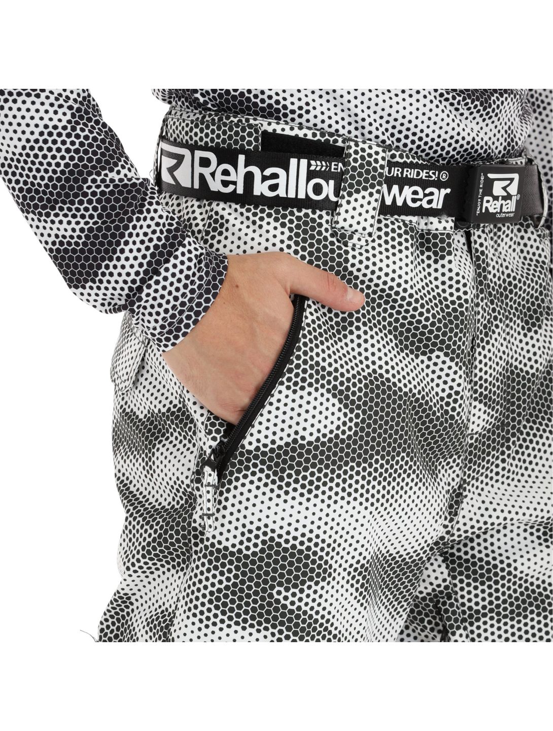 Rehall, Ride-R pantaloni da sci uomo honeycomb camo bianco