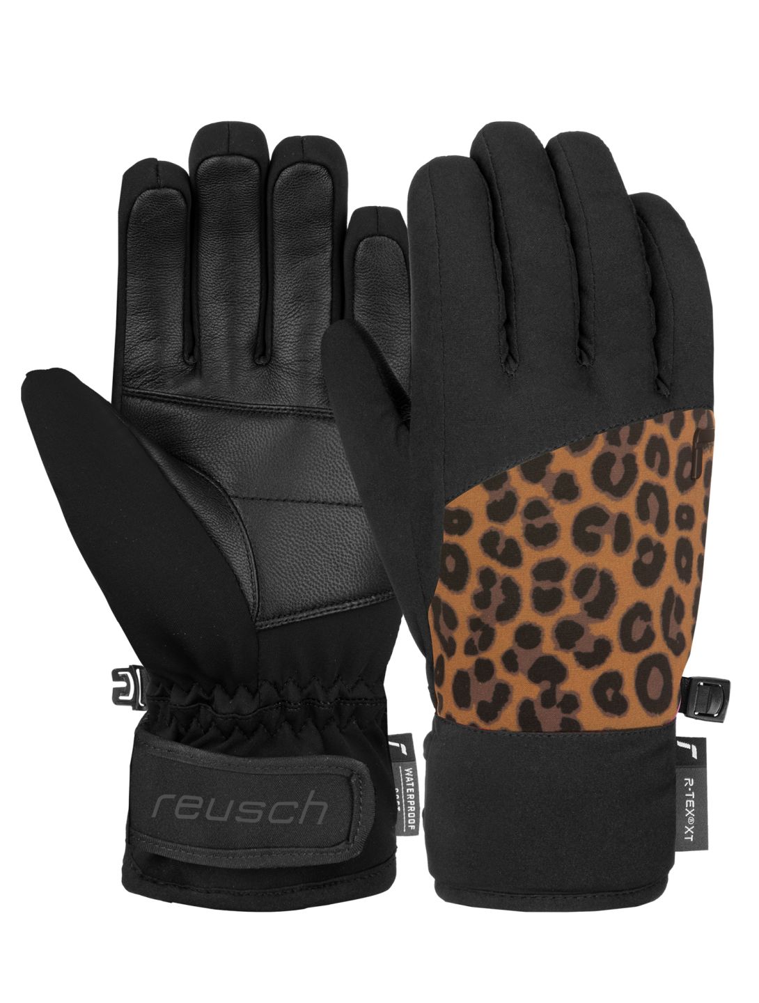 Reusch, Beatrix R-TEX® XT guanti da sci bambino Black / Brown Leopard marrone, nero 