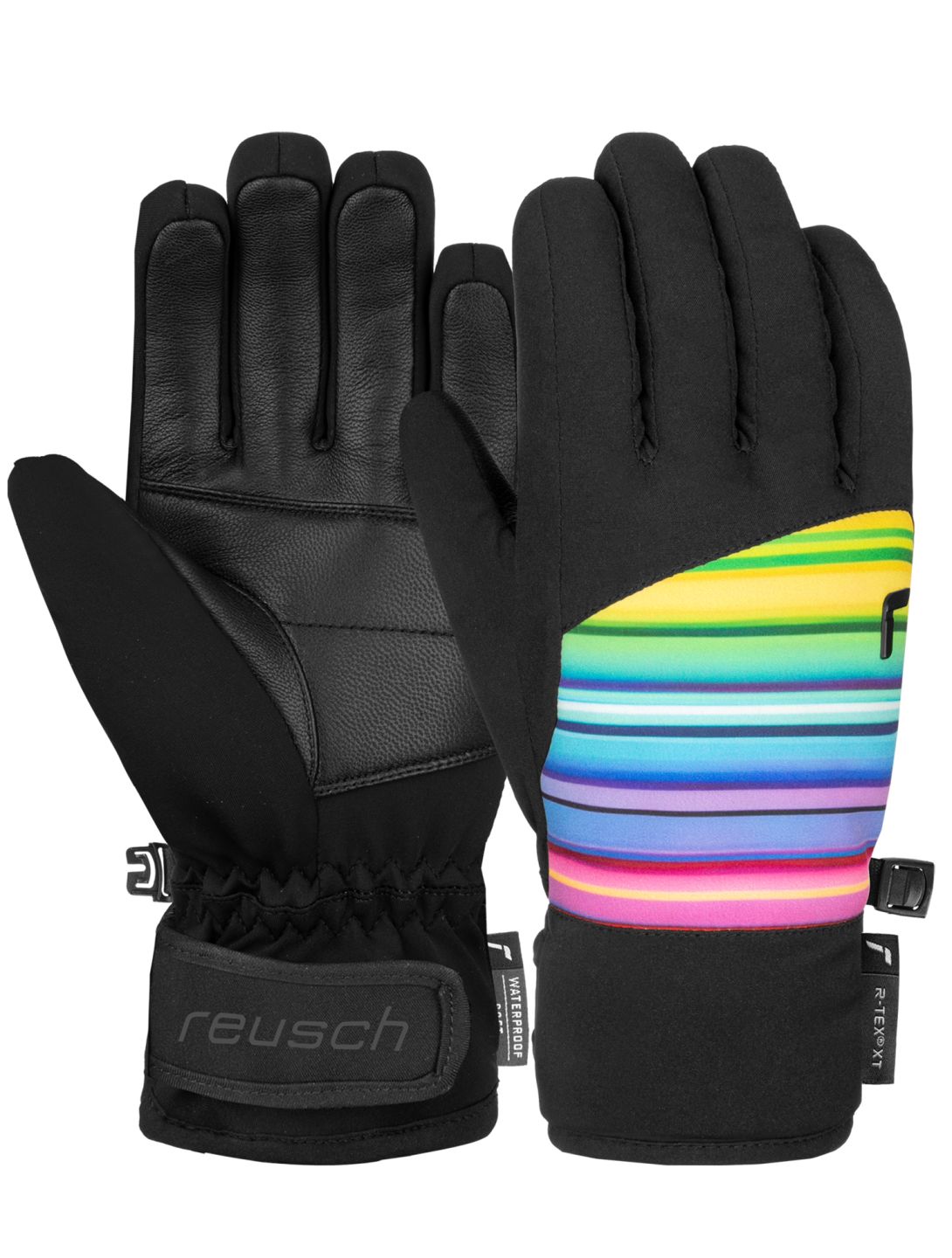 Reusch, Beatrix R-TEX® XT guanti da sci bambino Black / Multicolour Lines multicolorato, nero 