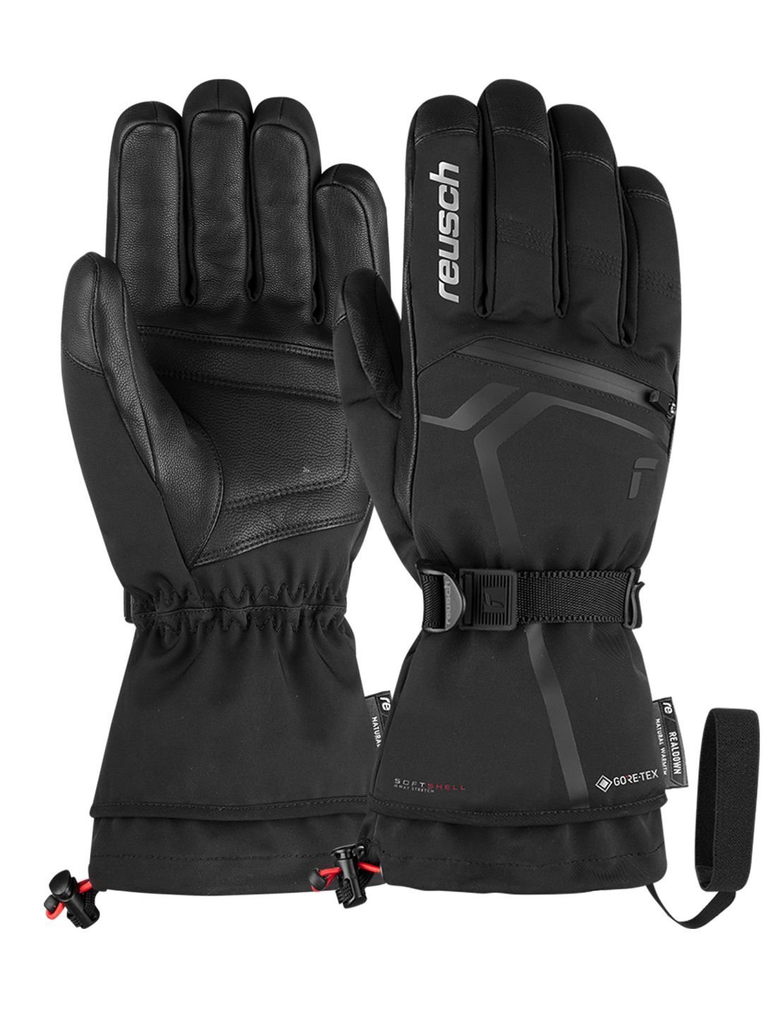 Reusch, Down Spirit GTX guanti da sci uomo Black / Silver nero, Zilver 