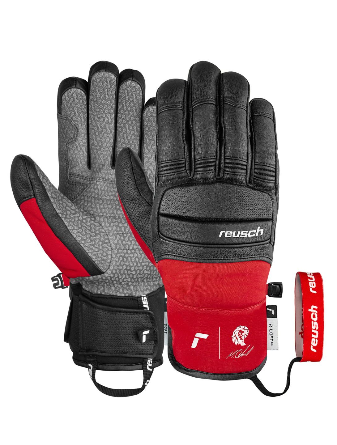 Reusch, Marco Odermatt guanti da sci uomo Black / Fire Red nero, rosso 