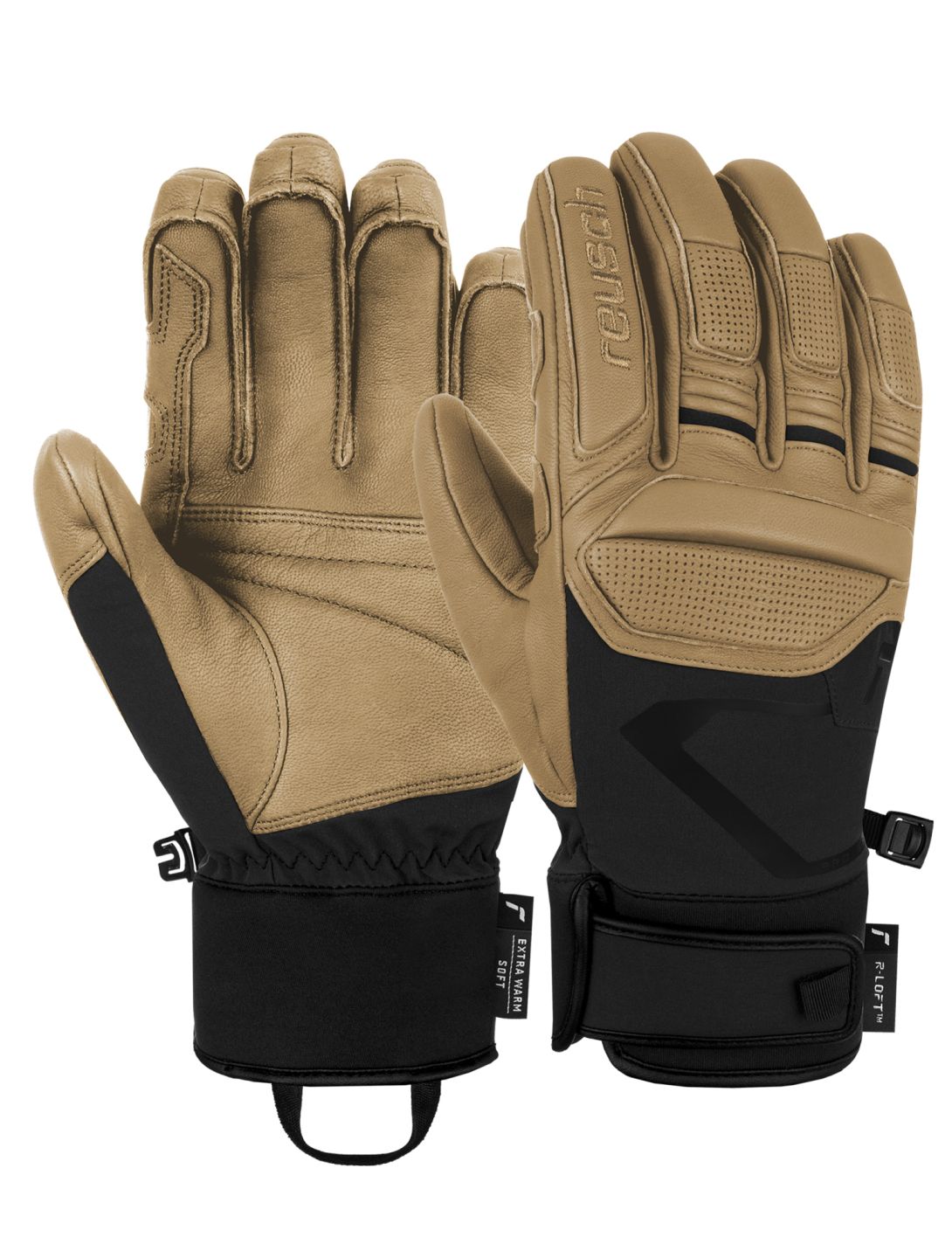 Reusch, Pro RC guanti da sci uomo Black / Tan marrone, nero 