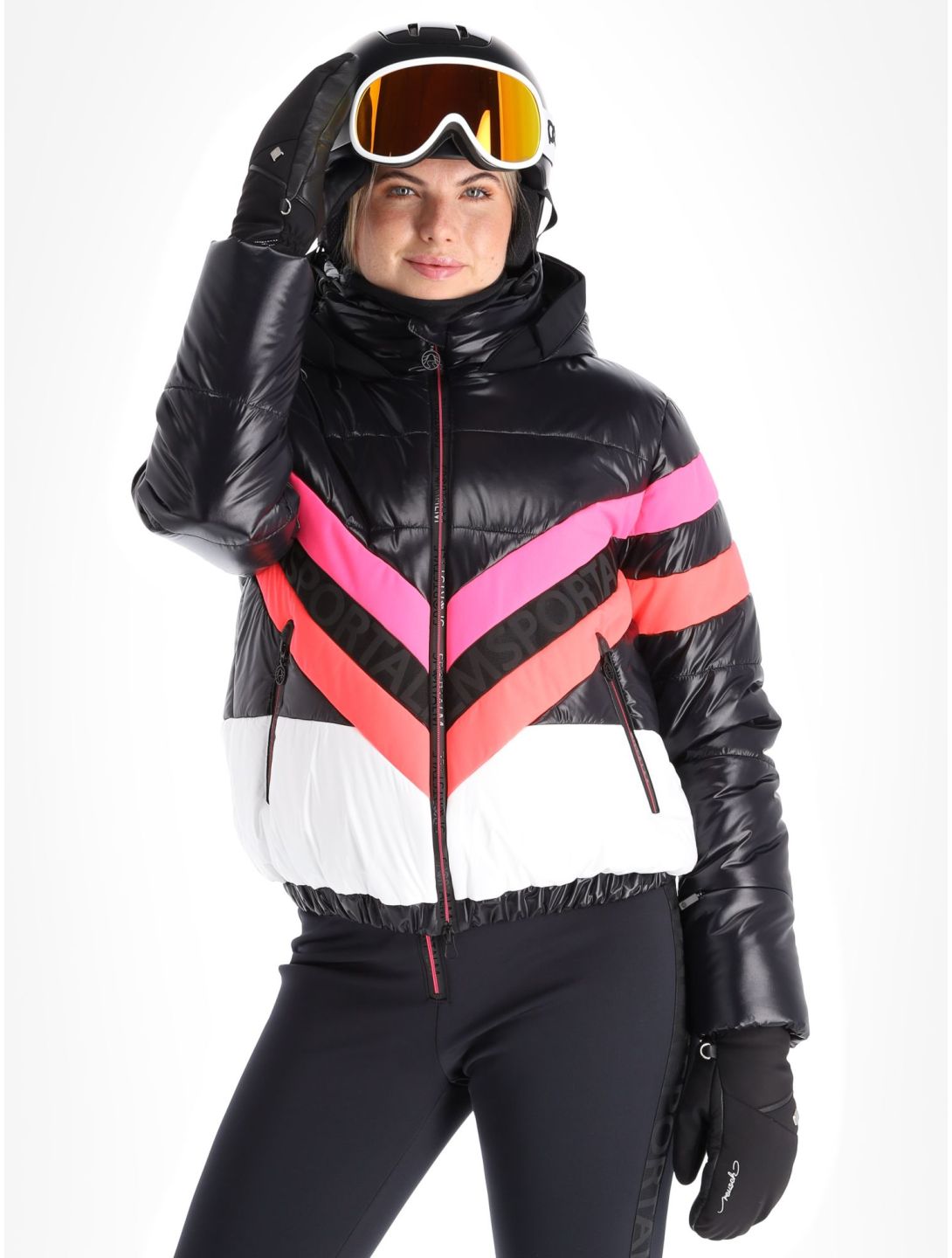 Sportalm Kitzbühel, Airbrush m.Kap.o.P. giacca sci donna Black bianco, nero 