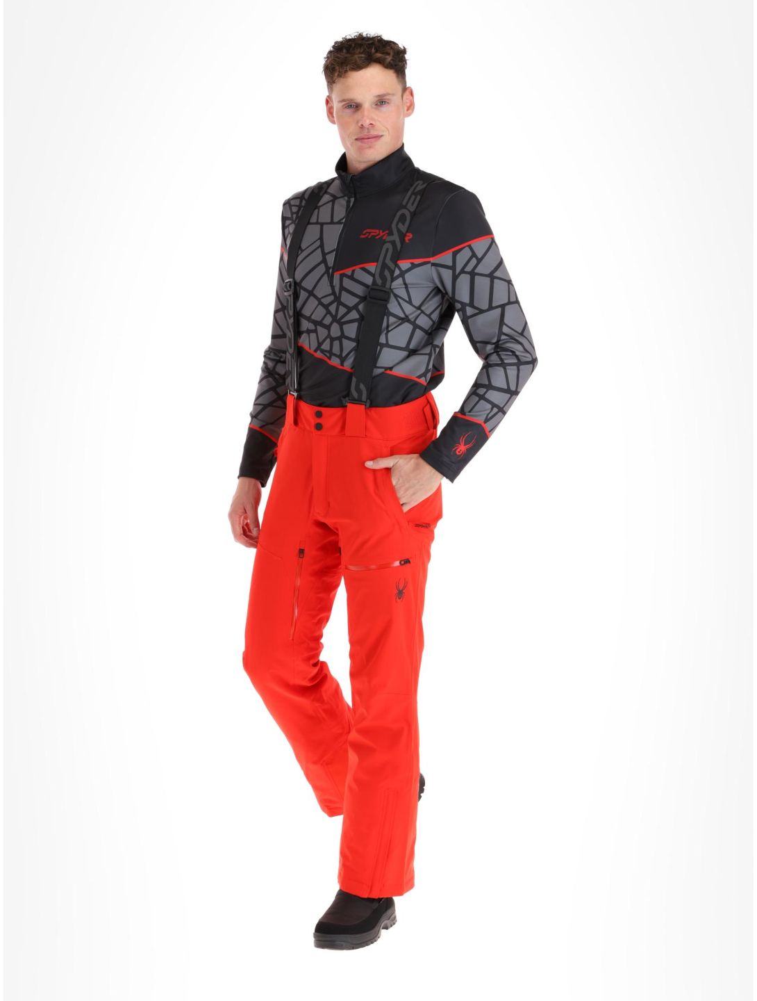 Spyder, Dare pantaloni da sci uomo Volcano rosso 