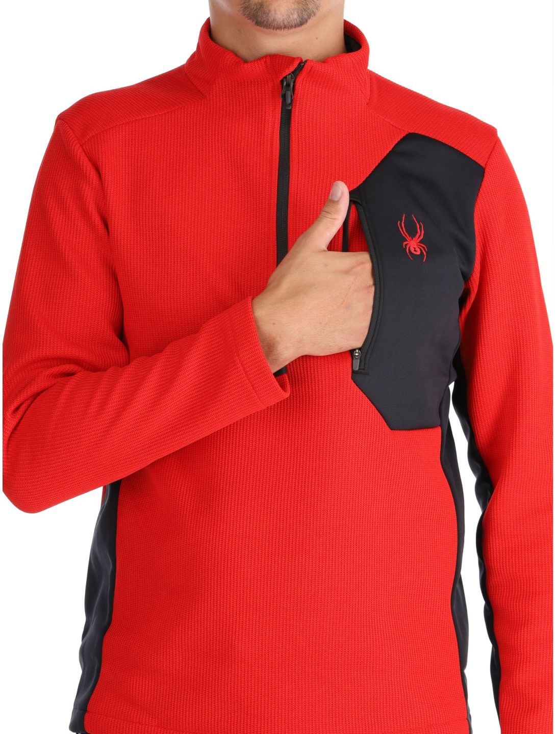 Spyder, Bandit 1/2 Zip maglione uomo Spyder Red rosso 