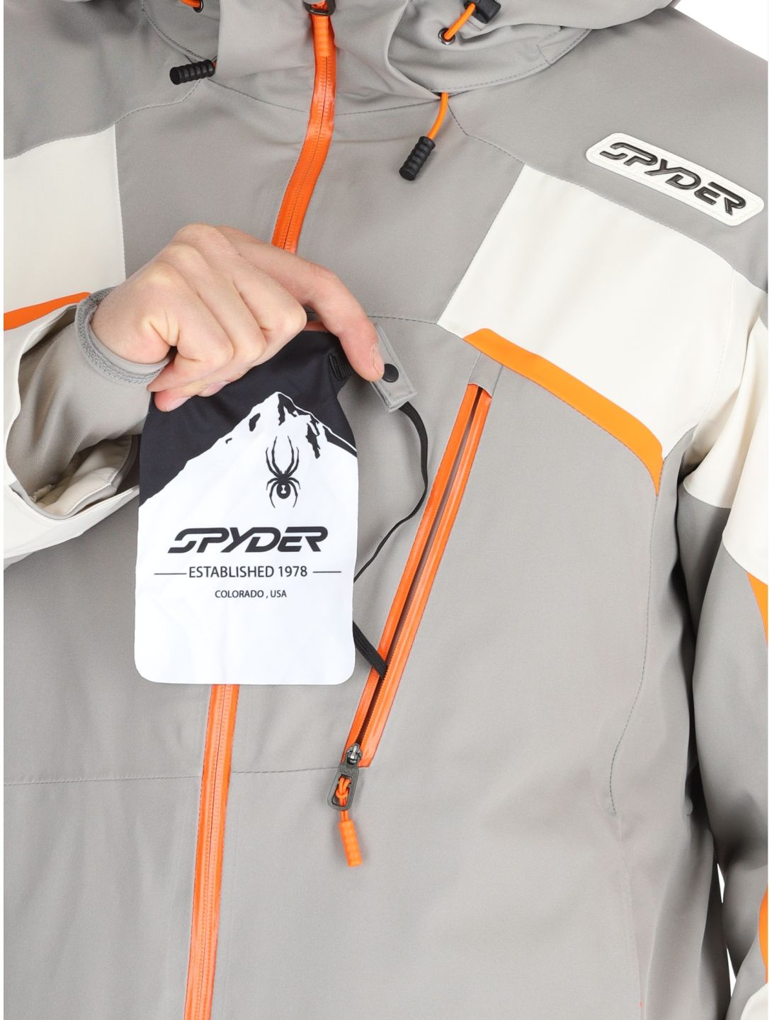 Spyder, Leader giacca sci uomo Concrete bianco, grigio 