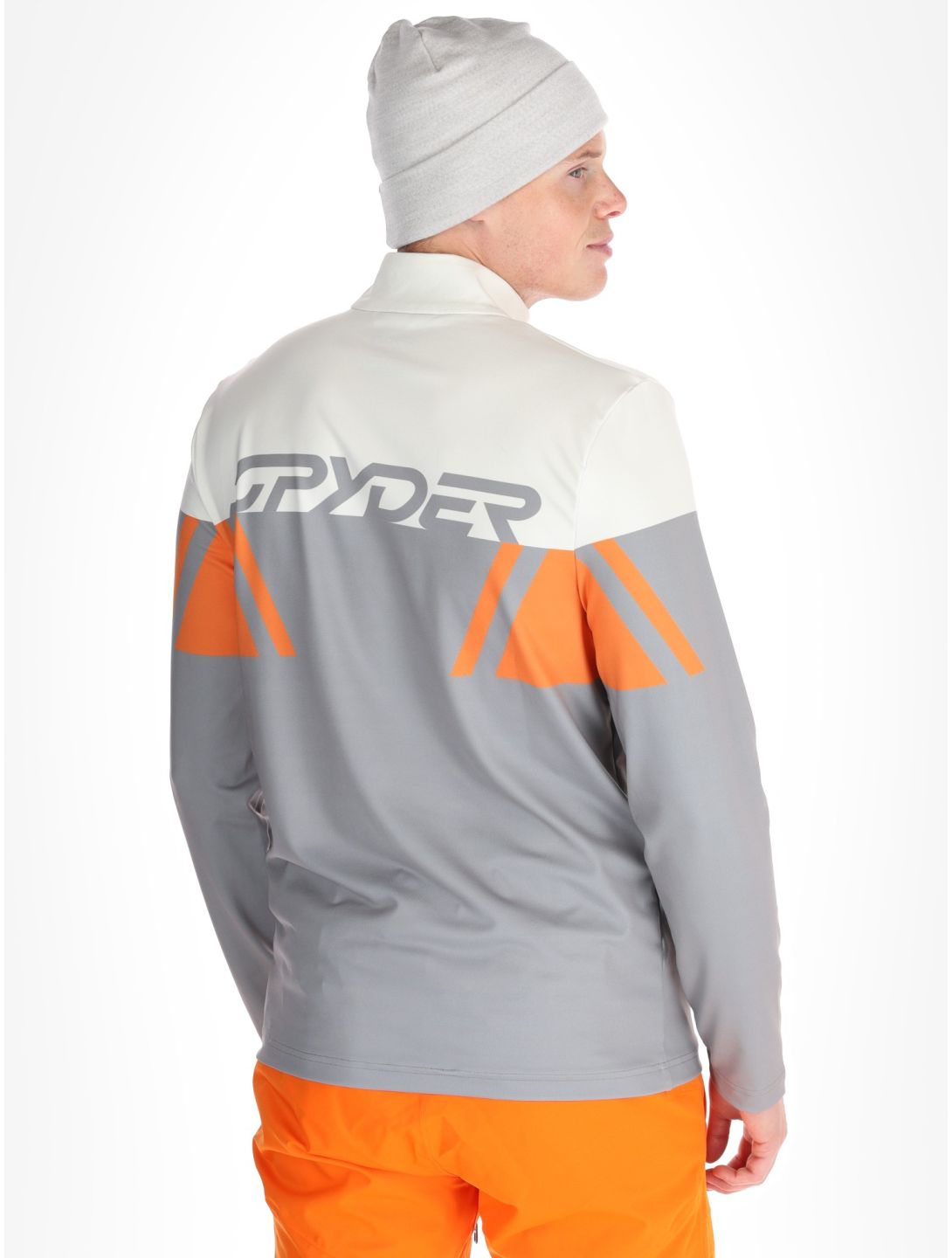 Spyder, Podium 1/2 Zip maglione uomo Concrete arancio, grigio 