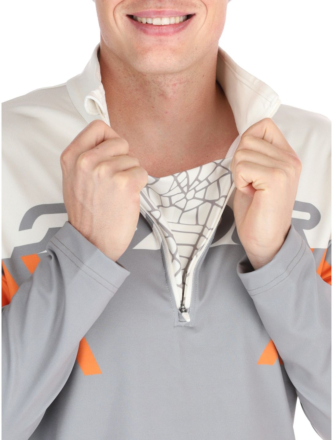 Spyder, Podium 1/2 Zip maglione uomo Concrete arancio, grigio 