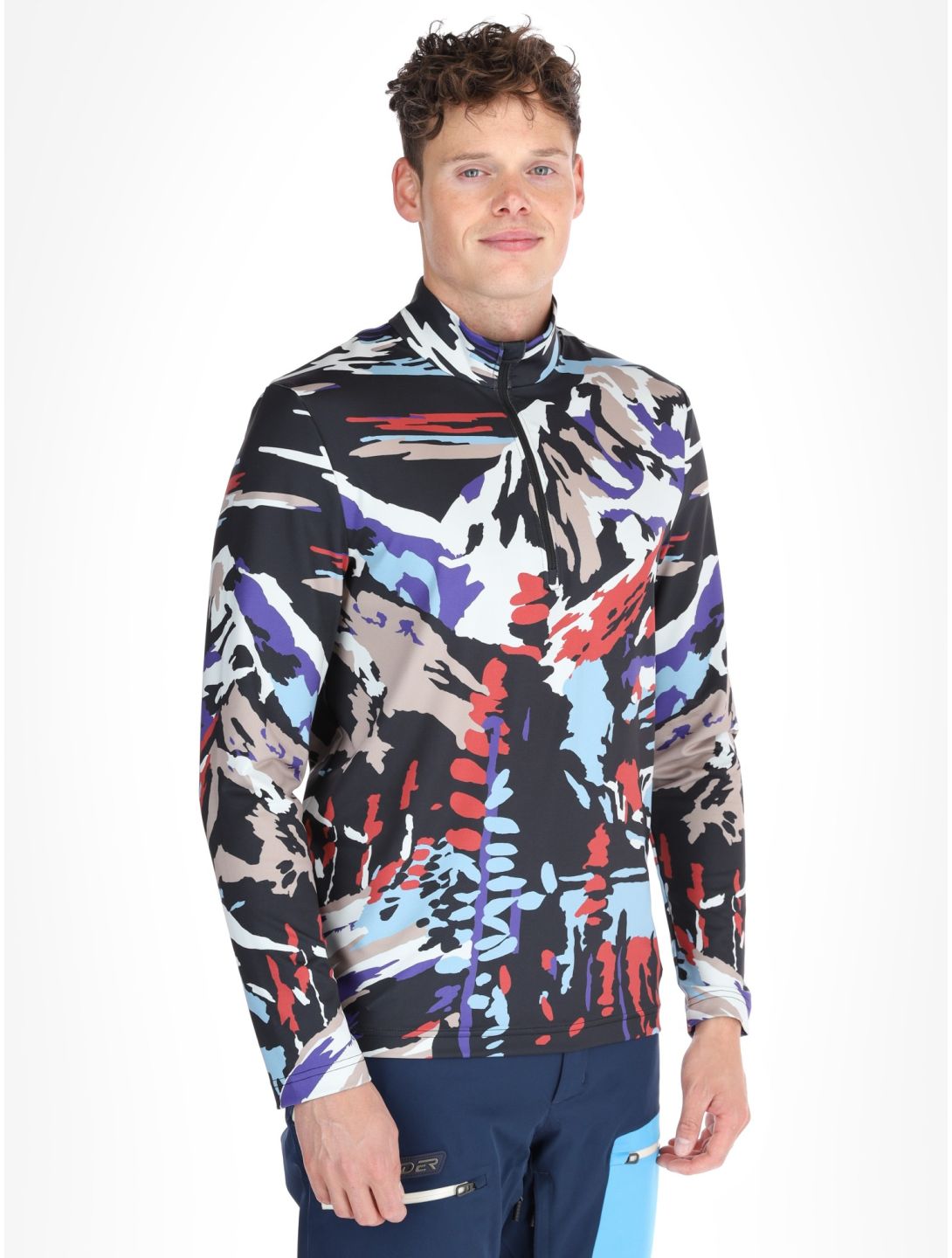 Spyder, Podium 1/2 Zip maglione uomo Paint By Numbers Purple Flash multicolorato 