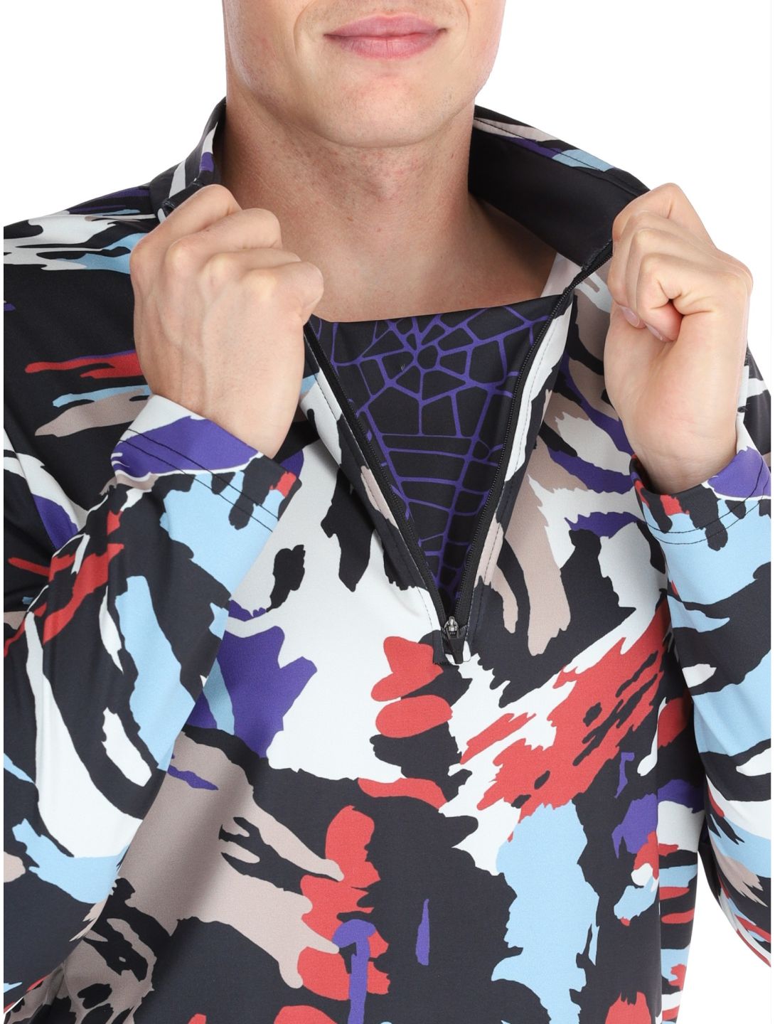 Spyder, Podium 1/2 Zip maglione uomo Paint By Numbers Purple Flash multicolorato 