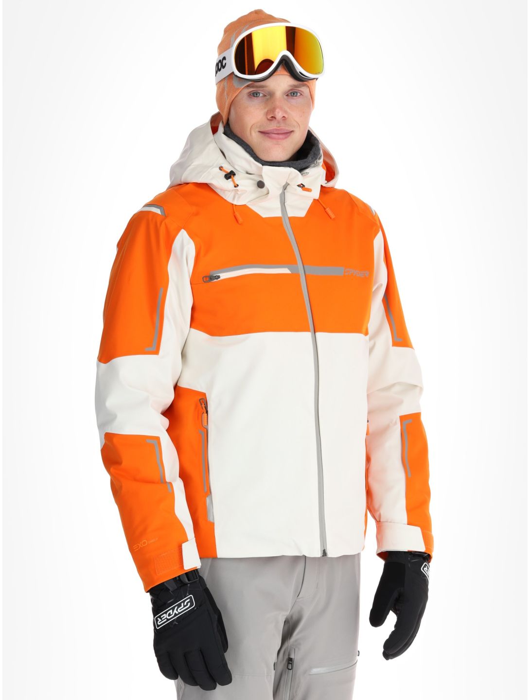 Spyder, Titan giacca sci uomo Orange Shock arancio, beige 