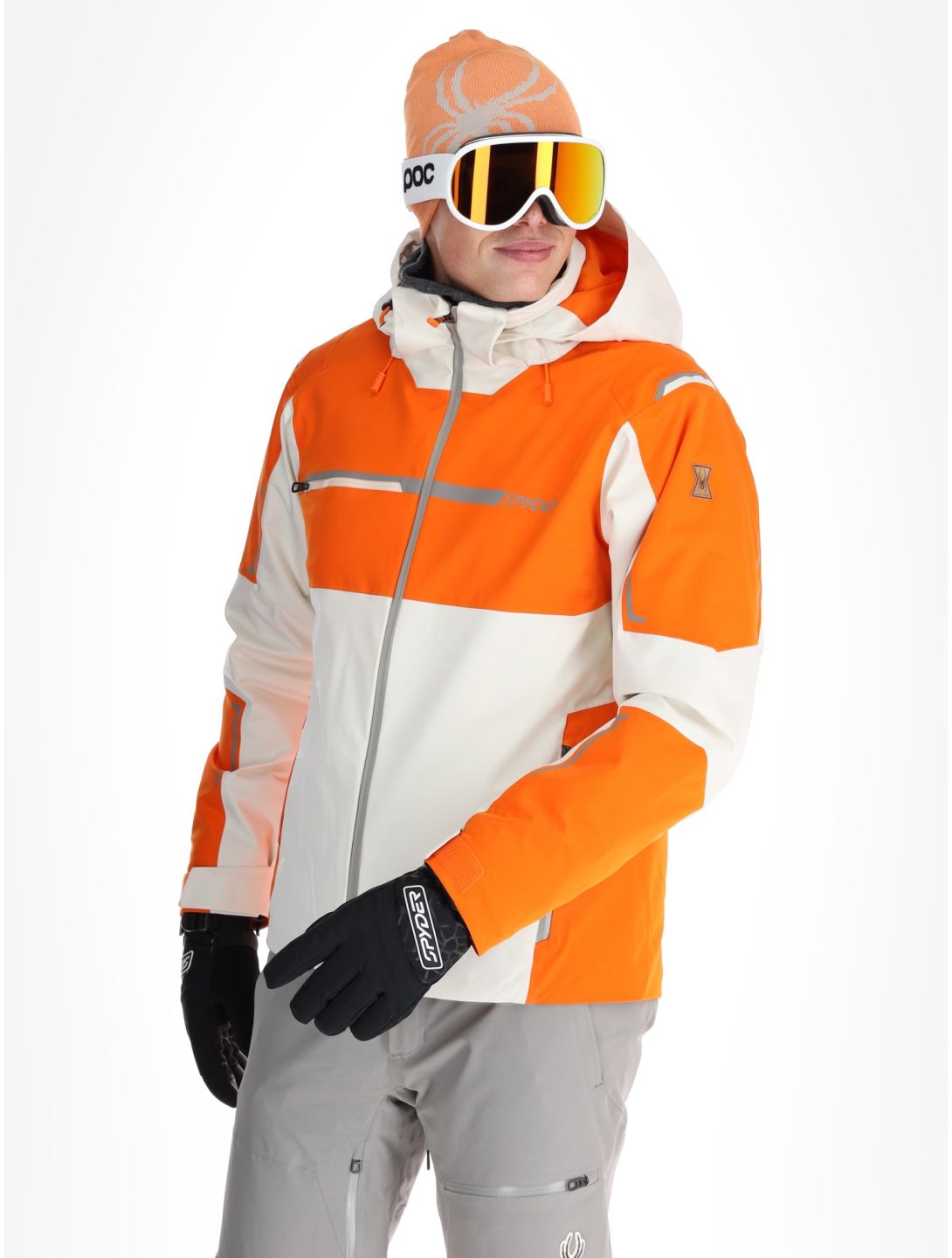 Spyder, Titan giacca sci uomo Orange Shock arancio, beige 