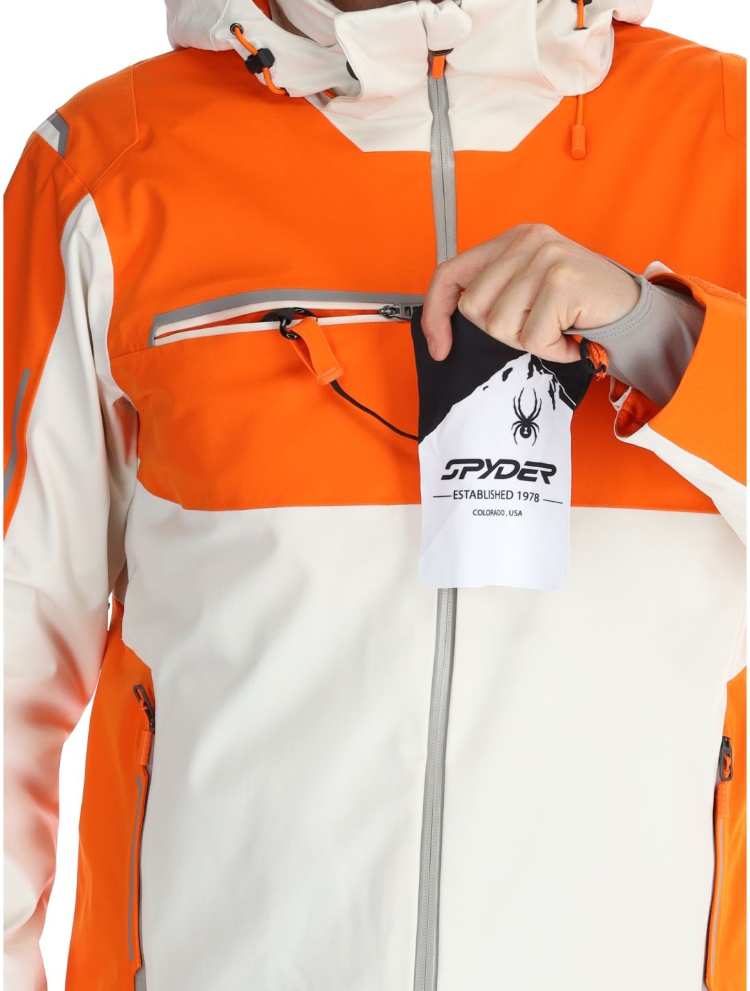 Spyder, Titan giacca sci uomo Orange Shock arancio, beige 