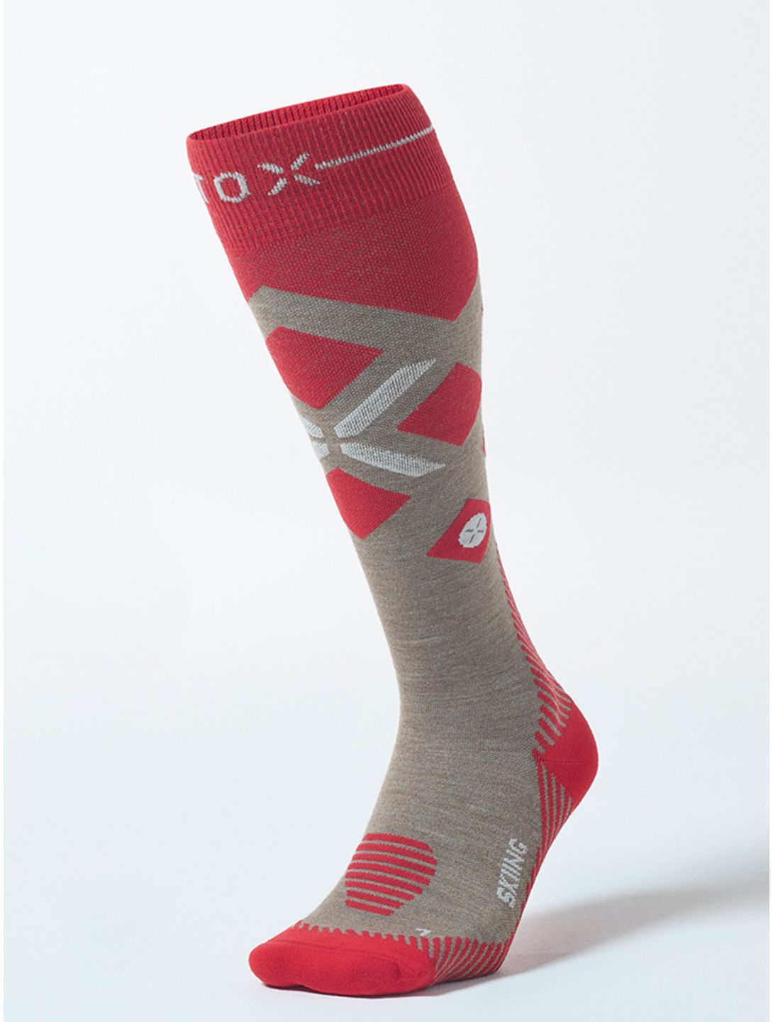 Stox, Merino Skiing calzini compressivi donna Taupe / Red grigio, rosso 