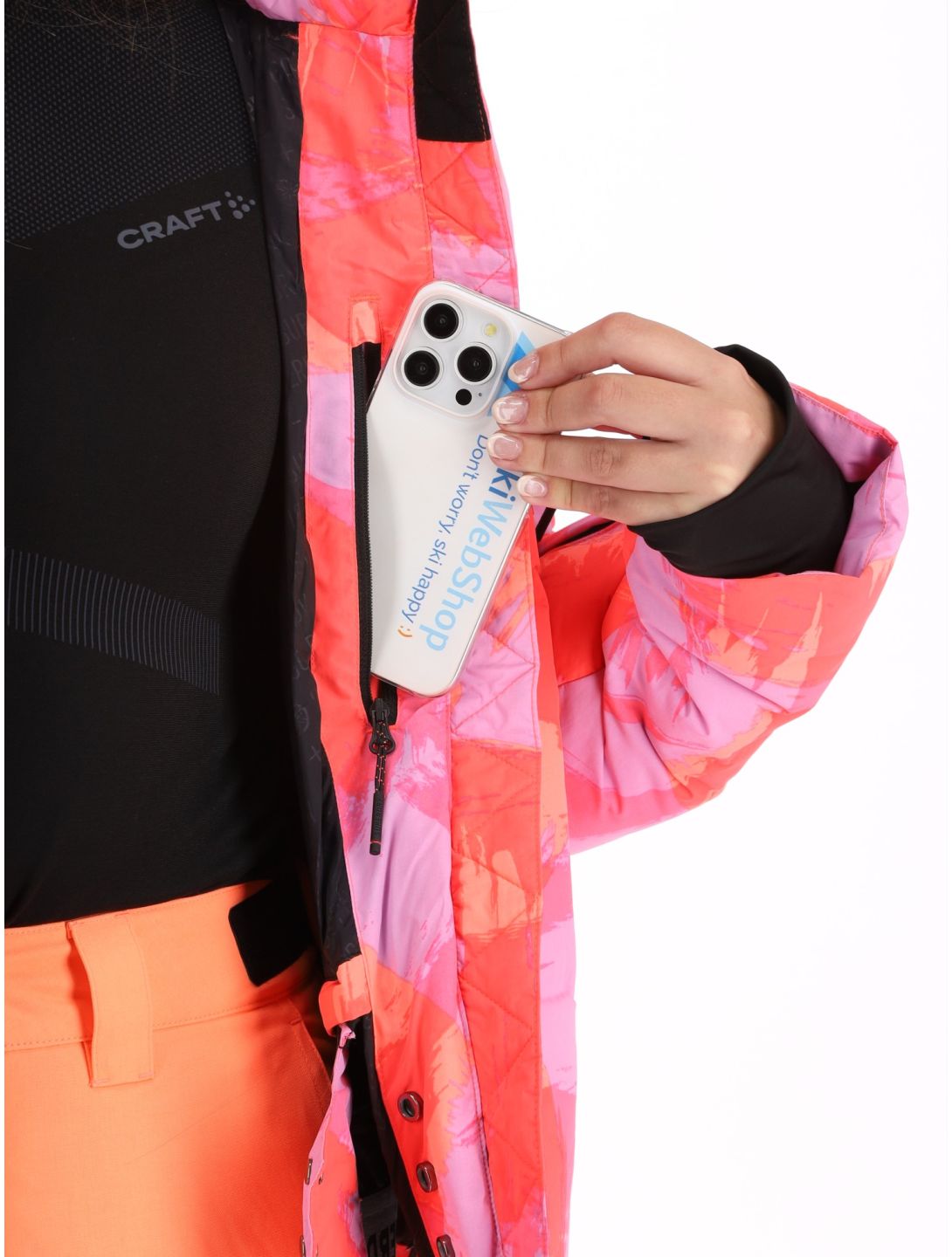 Superdry, Hooded Ski Boxy Puffer giacca sci donna Brush Camo Coral rosa 