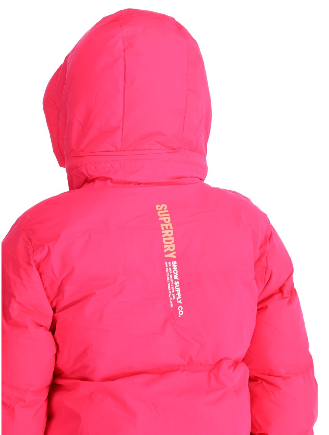 Superdry, Hooded Ski Boxy Puffer giacca sci donna Hyper Fire Pink rosa 