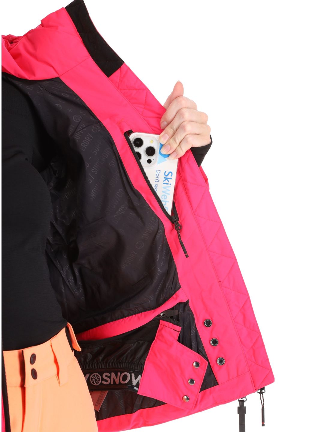 Superdry, Hooded Ski Boxy Puffer giacca sci donna Hyper Fire Pink rosa 