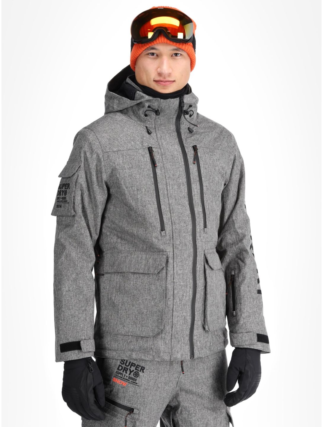 Superdry, Ski Peak Rescue giacca sci uomo Dark Grey Marl grigio 