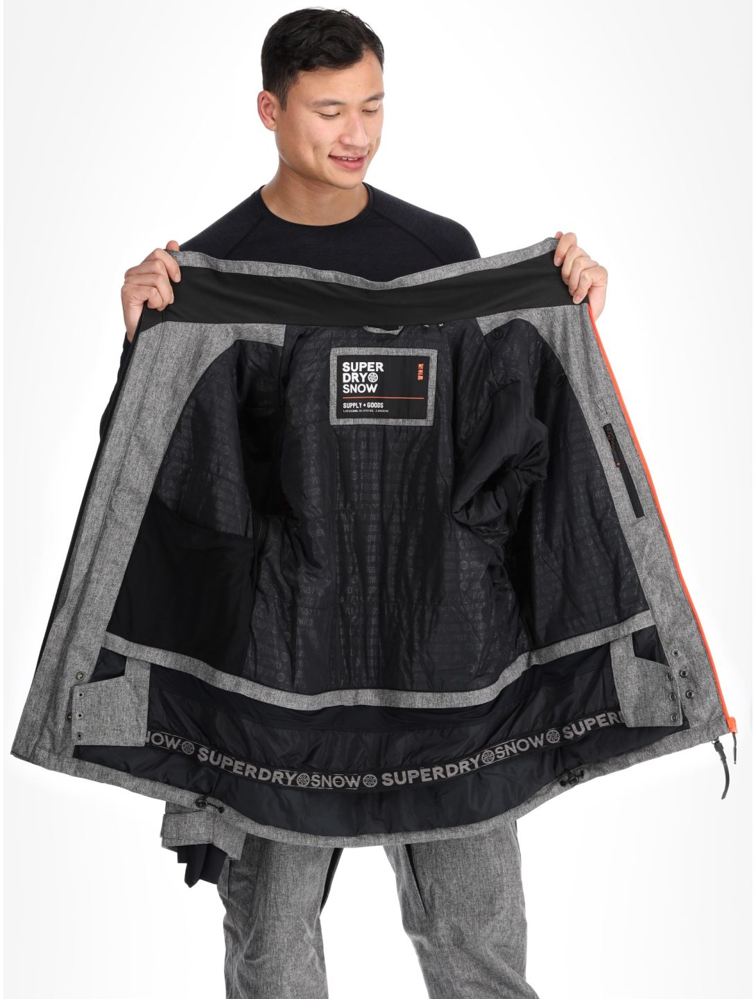 Superdry, Ski Peak Rescue giacca sci uomo Dark Grey Marl grigio 