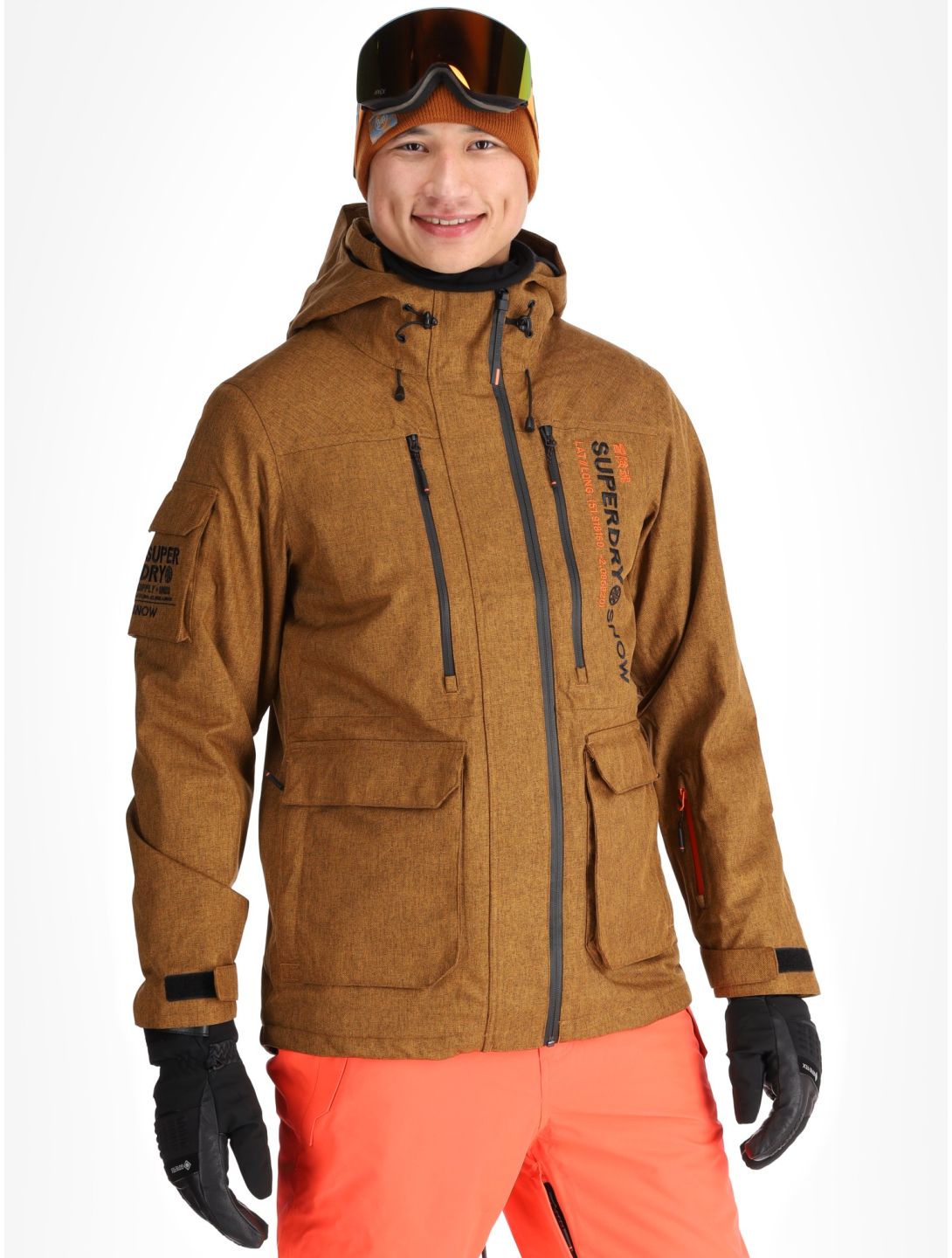 Superdry, Ski Peak Rescue giacca sci uomo Tobacco Brown Marl marrone 