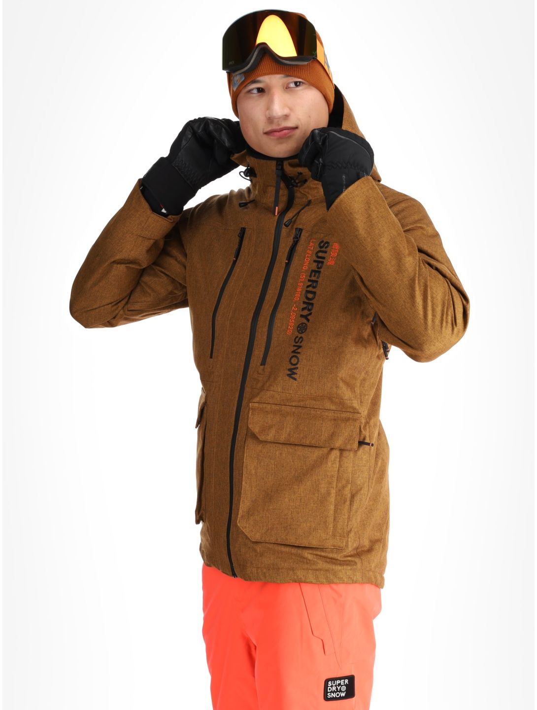 Superdry, Ski Peak Rescue giacca sci uomo Tobacco Brown Marl marrone 