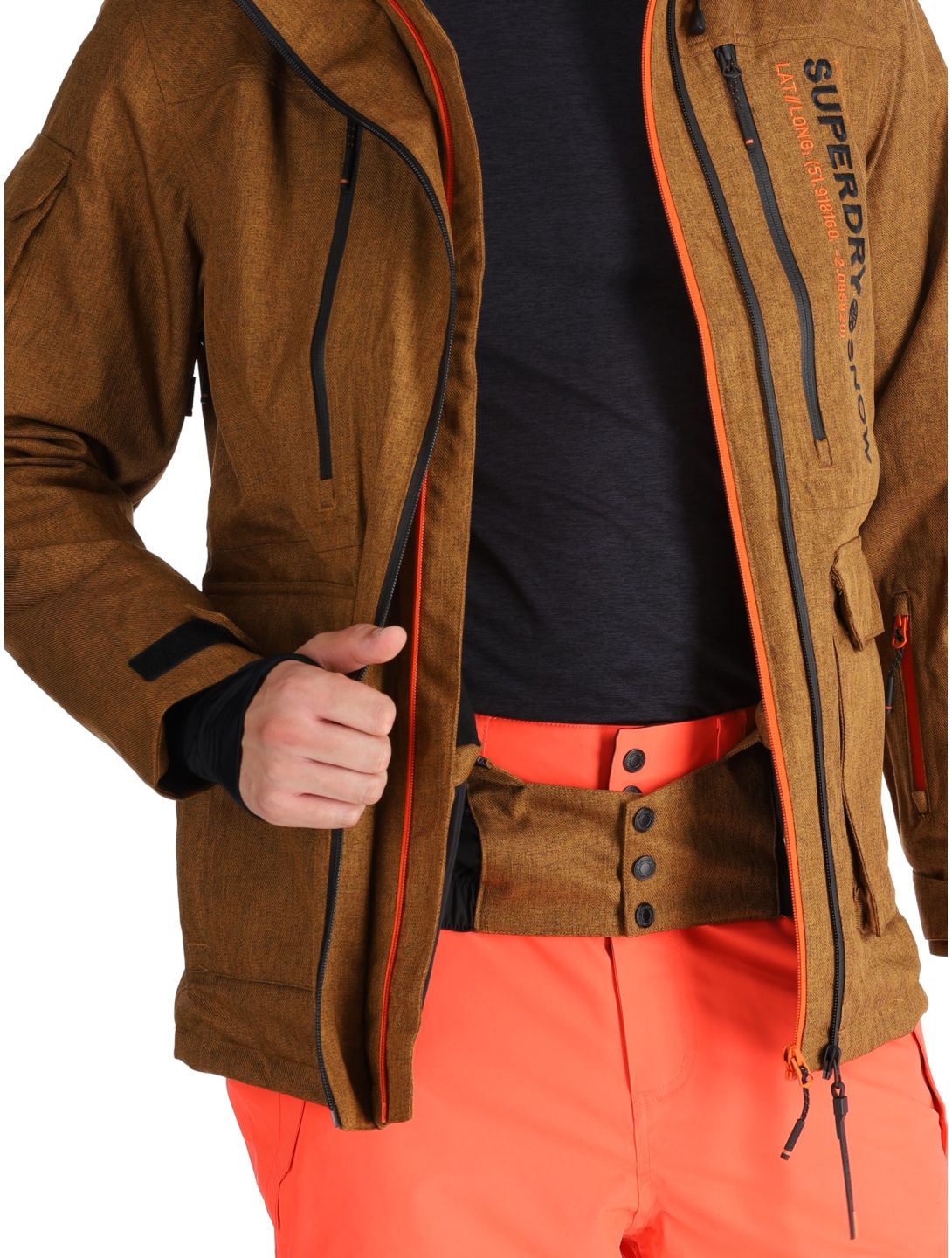 Superdry, Ski Peak Rescue giacca sci uomo Tobacco Brown Marl marrone 