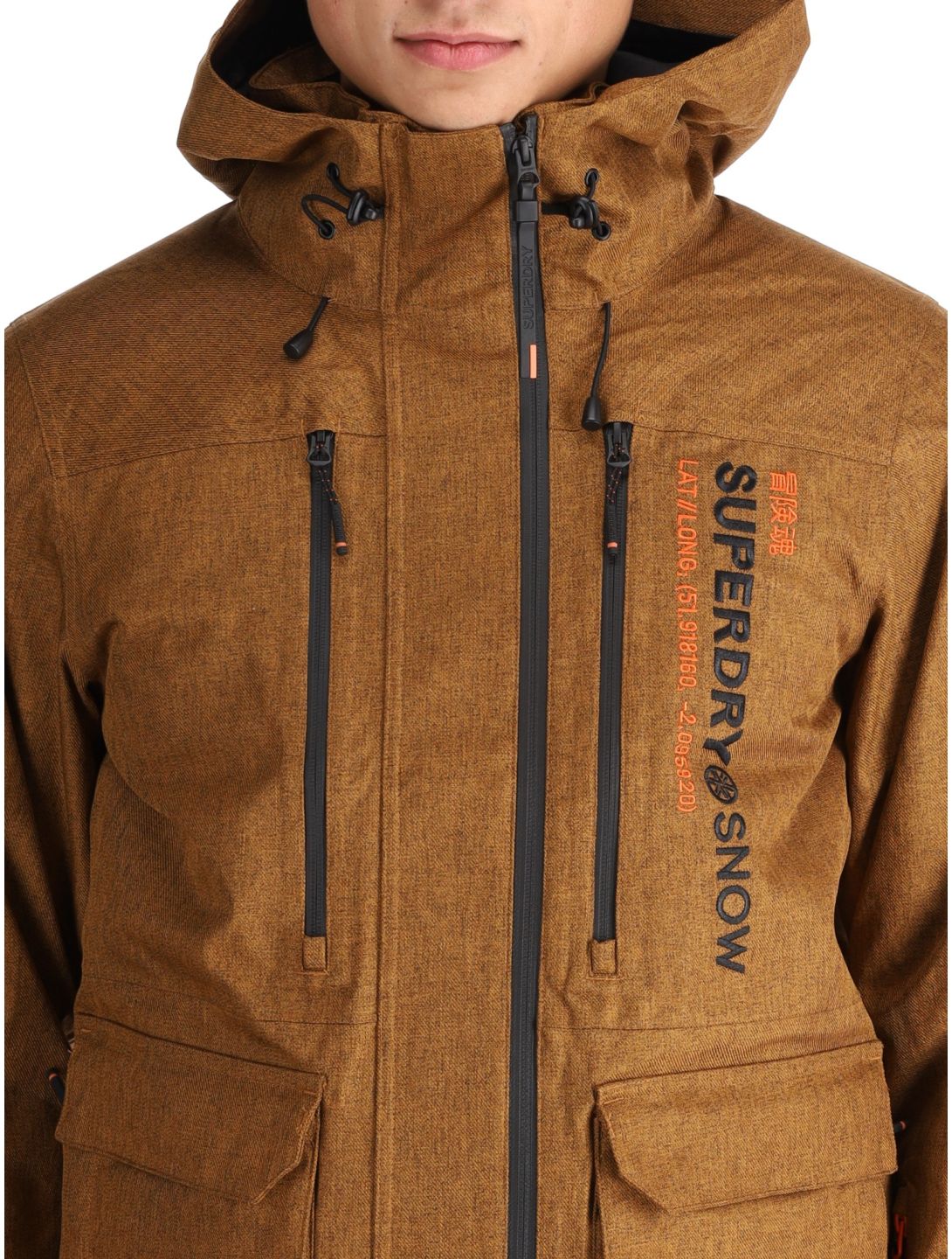 Superdry, Ski Peak Rescue giacca sci uomo Tobacco Brown Marl marrone 