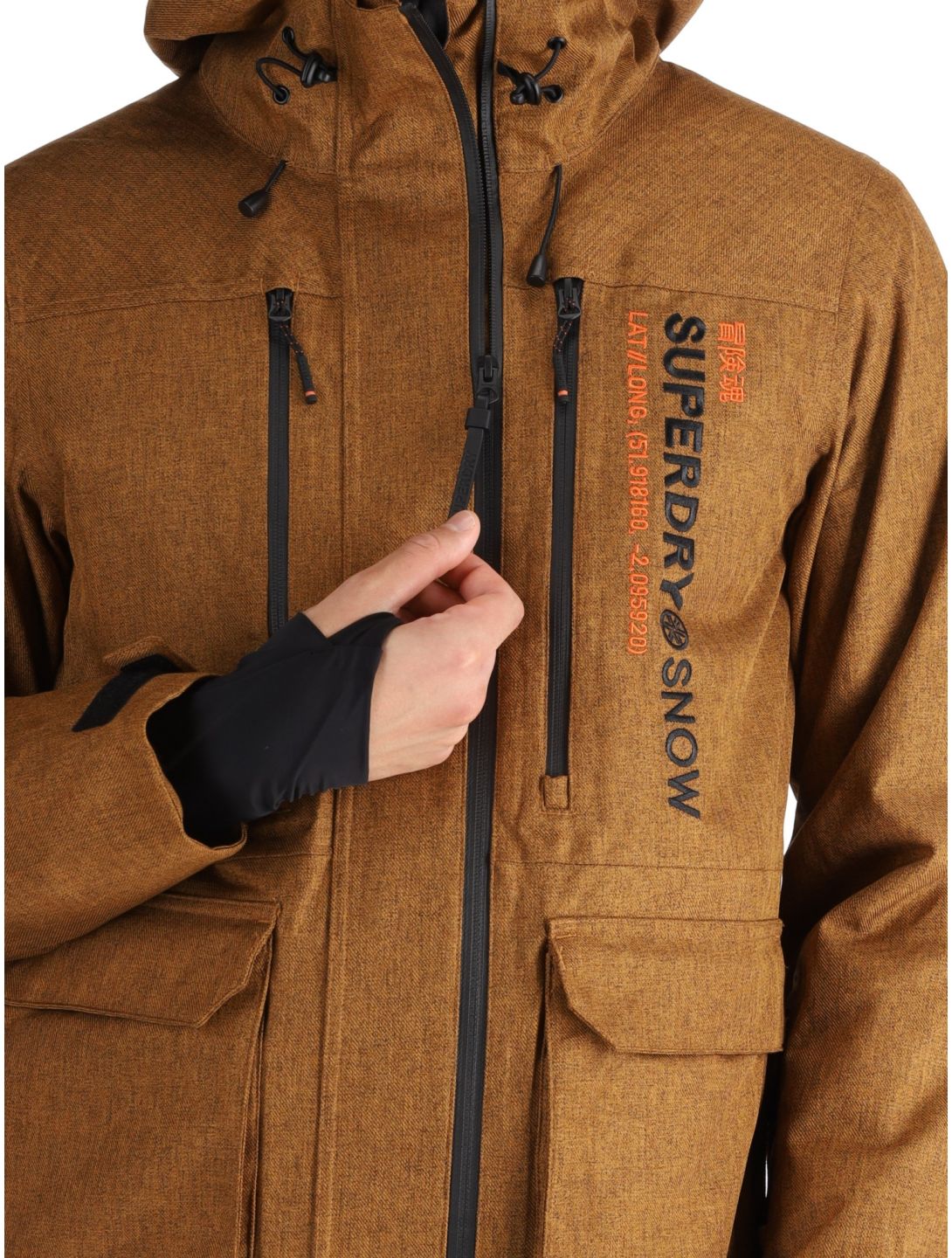 Superdry, Ski Peak Rescue giacca sci uomo Tobacco Brown Marl marrone 