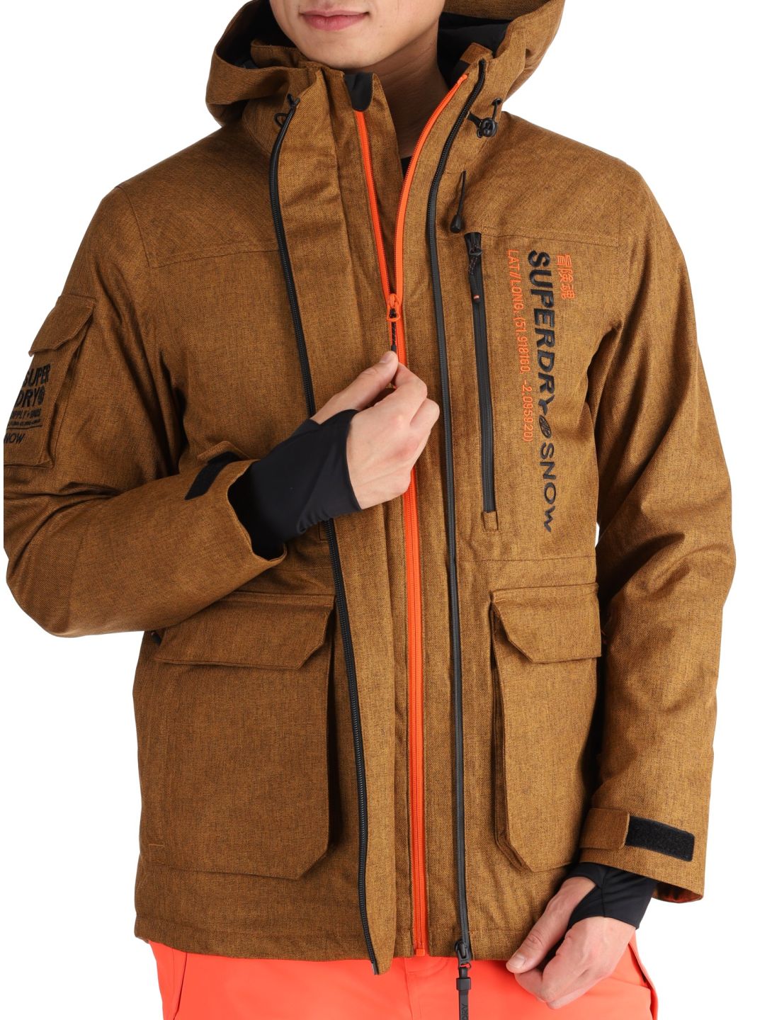 Superdry, Ski Peak Rescue giacca sci uomo Tobacco Brown Marl marrone 