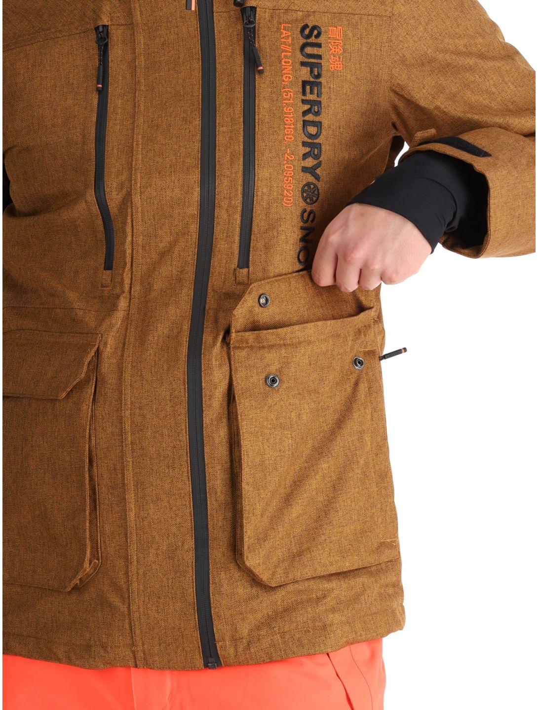 Superdry, Ski Peak Rescue giacca sci uomo Tobacco Brown Marl marrone 