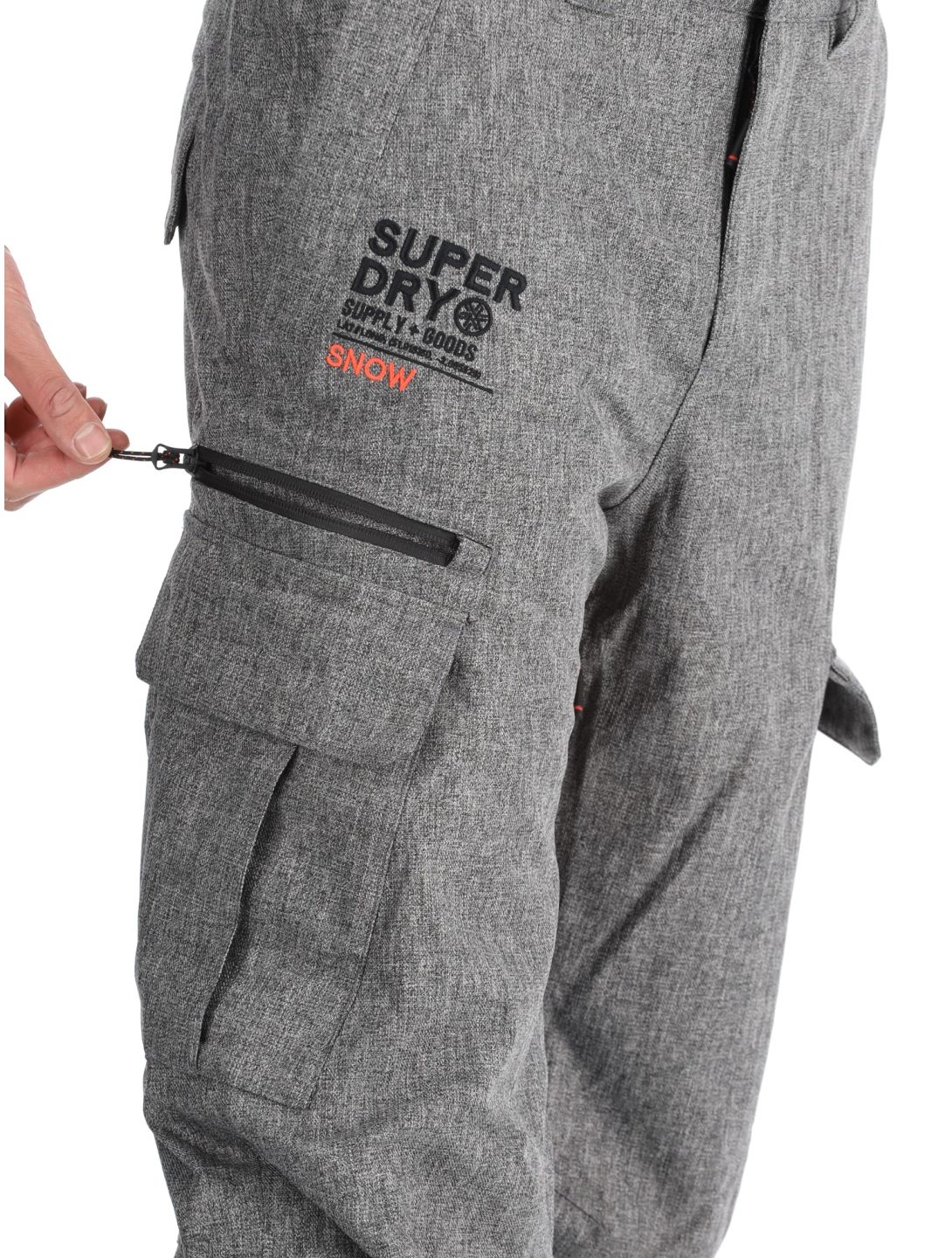 Superdry, Ski Peak Rescue pantaloni da sci uomo Dark Grey Marl grigio 