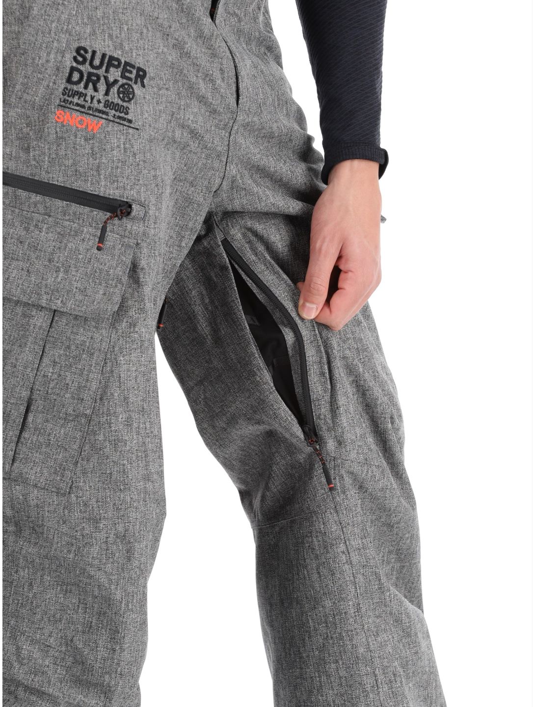 Superdry, Ski Peak Rescue pantaloni da sci uomo Dark Grey Marl grigio 