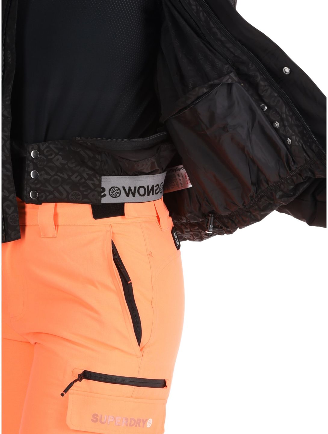 Superdry, Ski Slalom Puffer giacca sci donna Superdry Monogram Black Luxe bianco, nero 