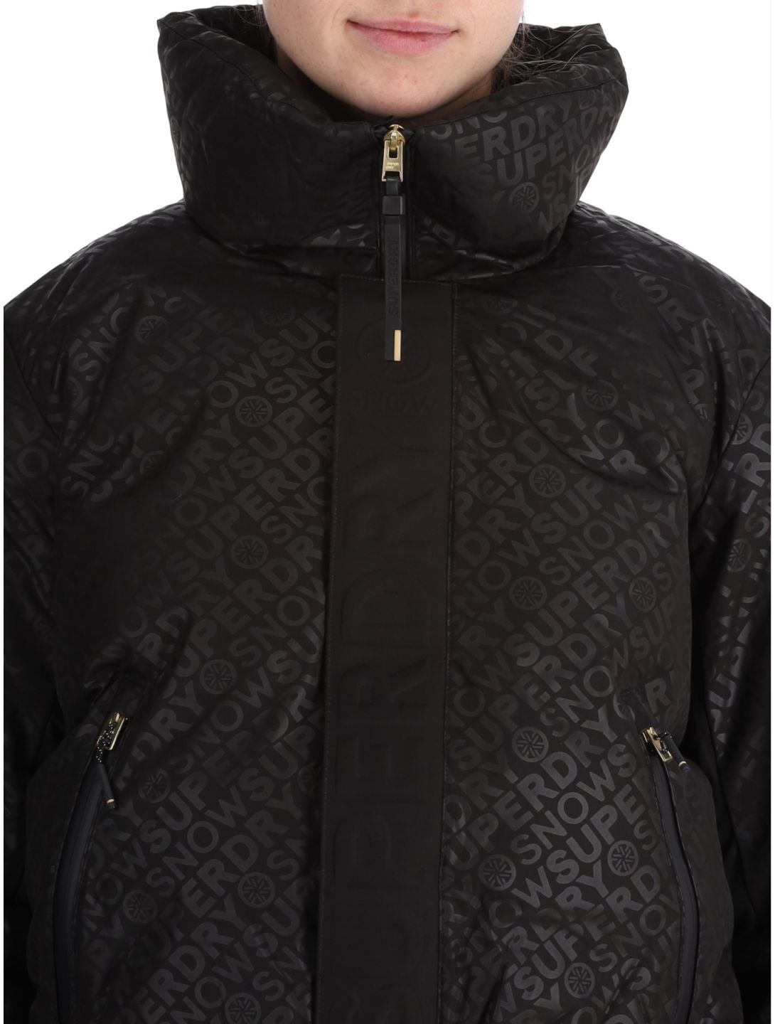 Superdry, Ski Slalom Puffer giacca sci donna Superdry Monogram Black Luxe bianco, nero 