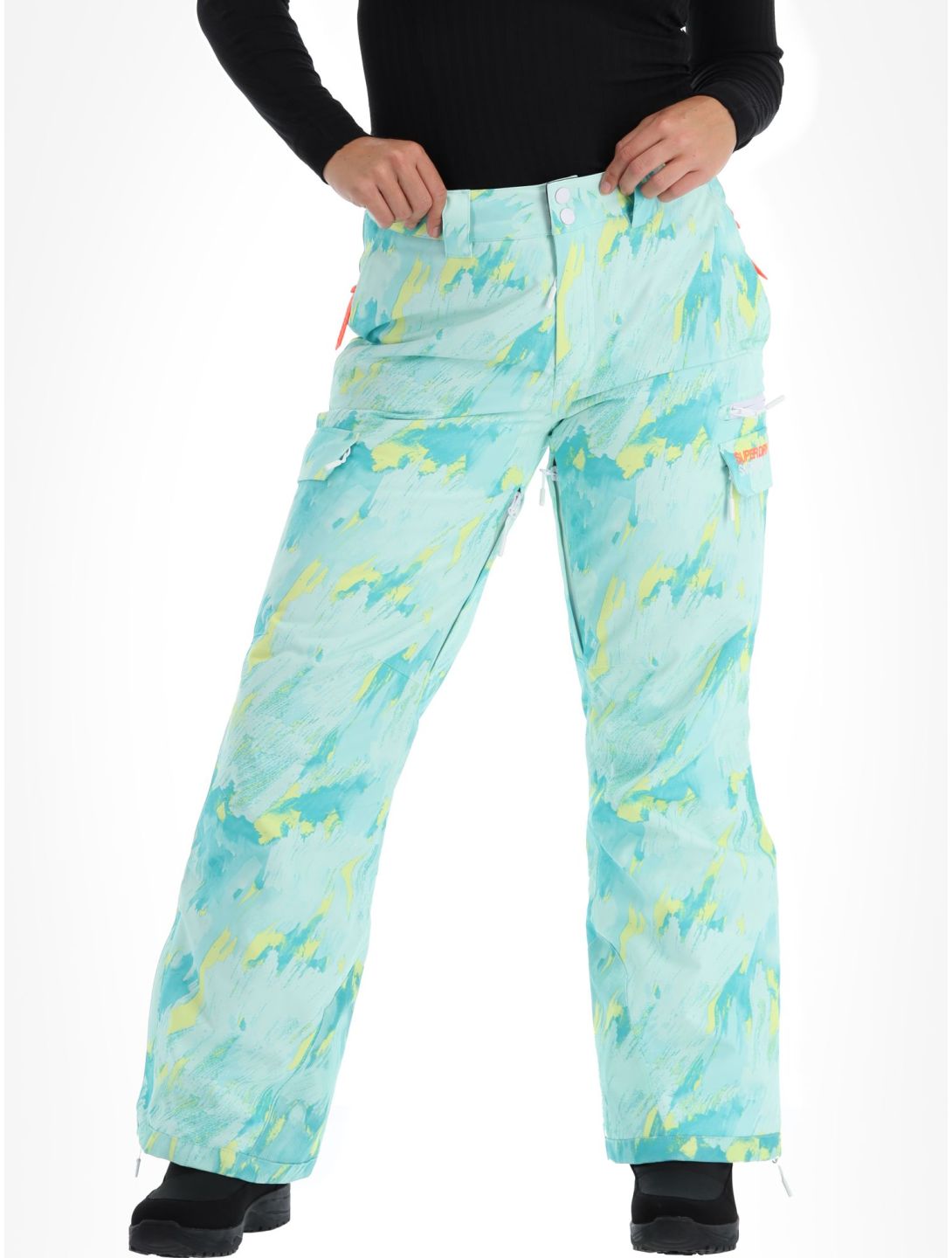 Superdry, Ski Ultimate Rescue pantaloni da sci donna Abstract Teal Lime verde 