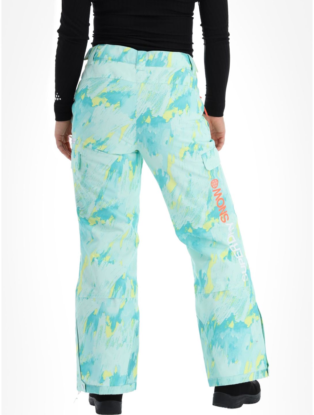 Superdry, Ski Ultimate Rescue pantaloni da sci donna Abstract Teal Lime verde 