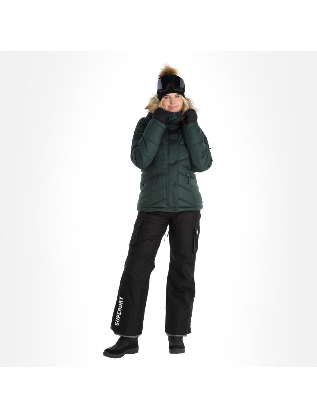 Superdry, Snow Luxe Puffer giacca sci donna eagle verde 