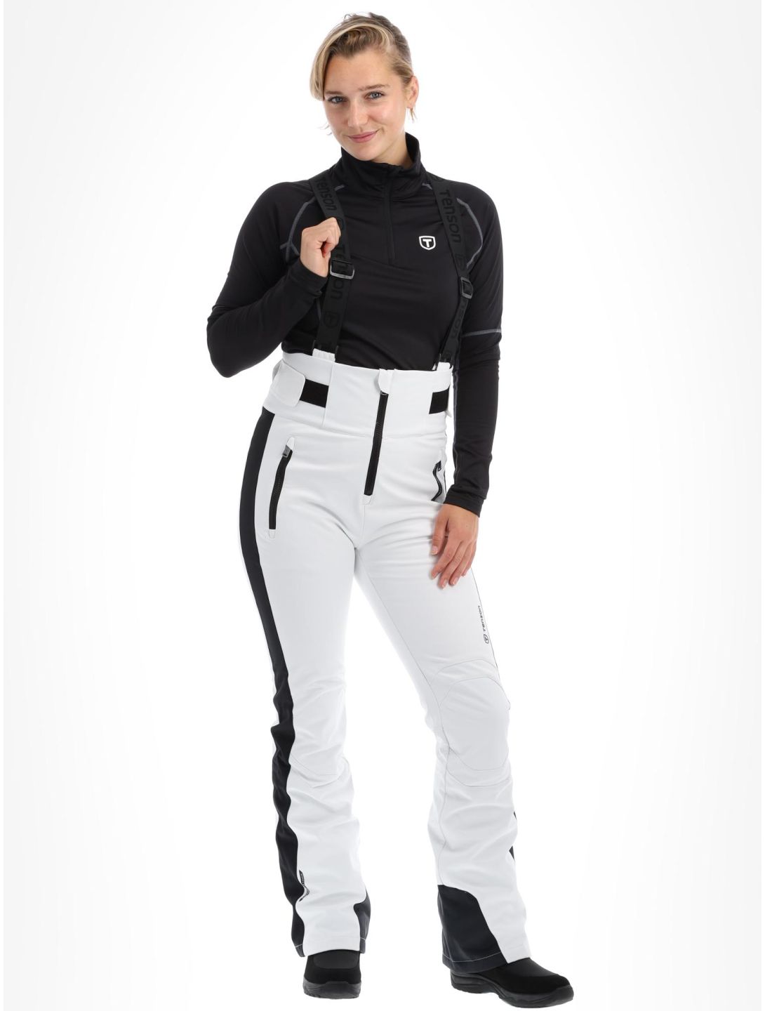 Tenson, Grace Bib pantaloni da sci softshell donna Bright White bianco 