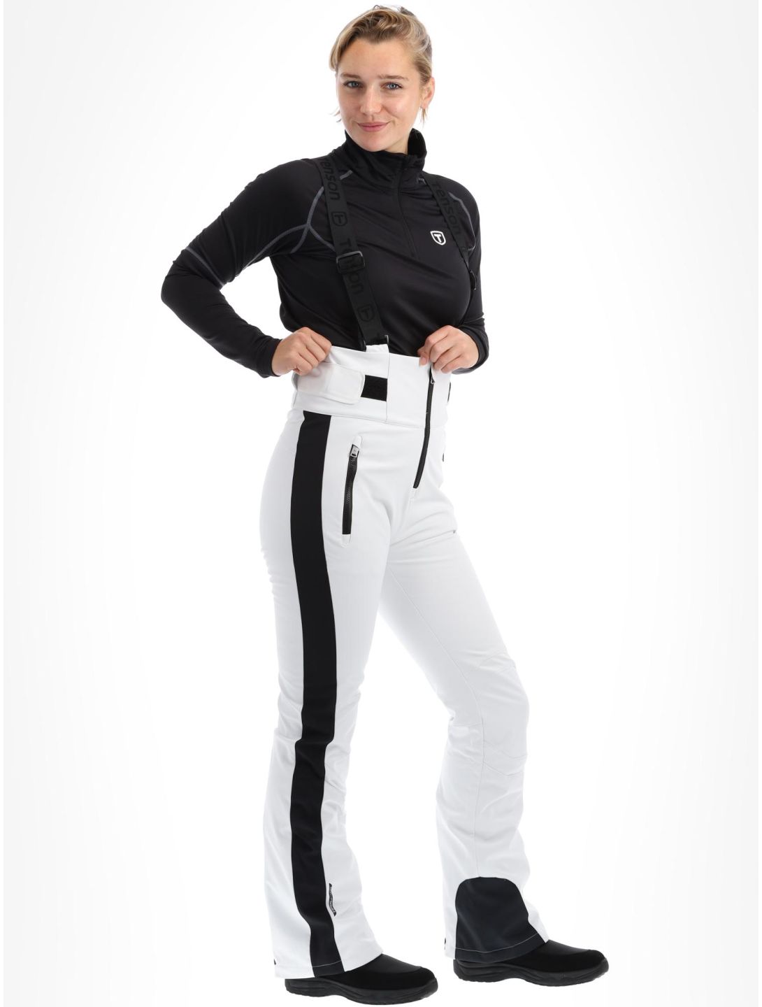 Tenson, Grace Bib pantaloni da sci softshell donna Bright White bianco 